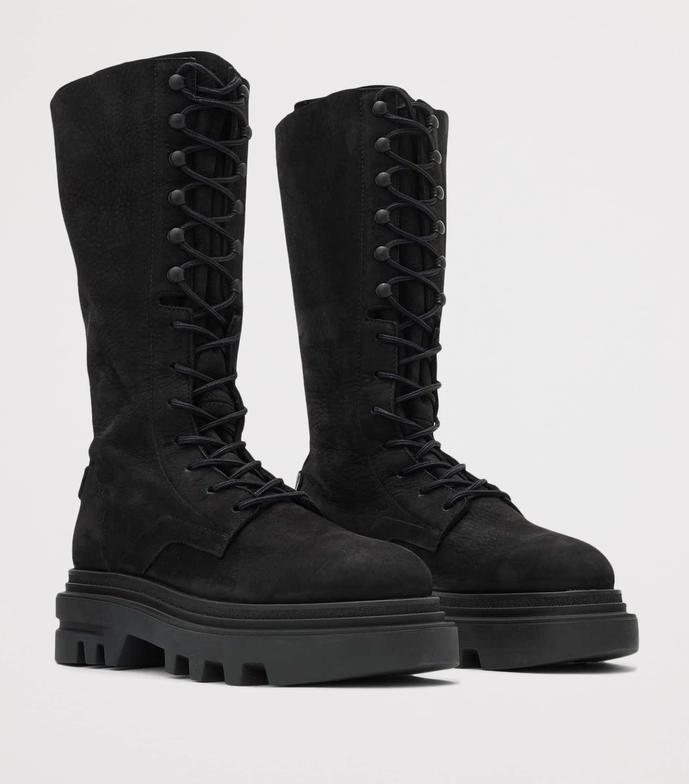 Leather Jay Mid-Calf Boots WASHED BLACK Image 2