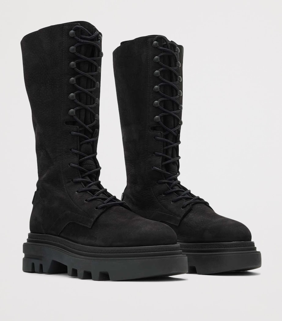 Leather Jay Mid-Calf Boots WASHED BLACK Image 2
