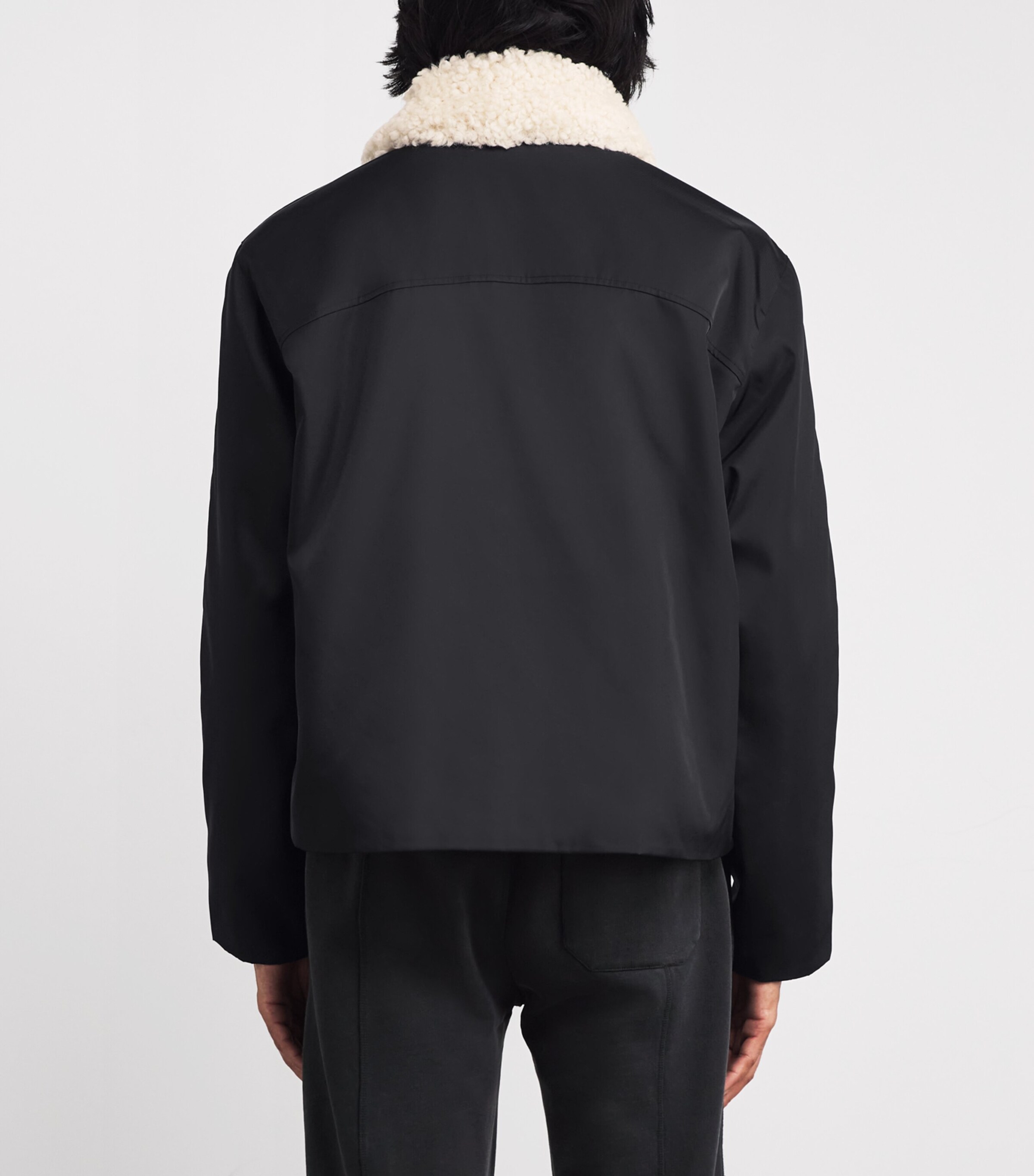 Faux Fur-Collar Bomber Jacket BLACK 000 Image 4