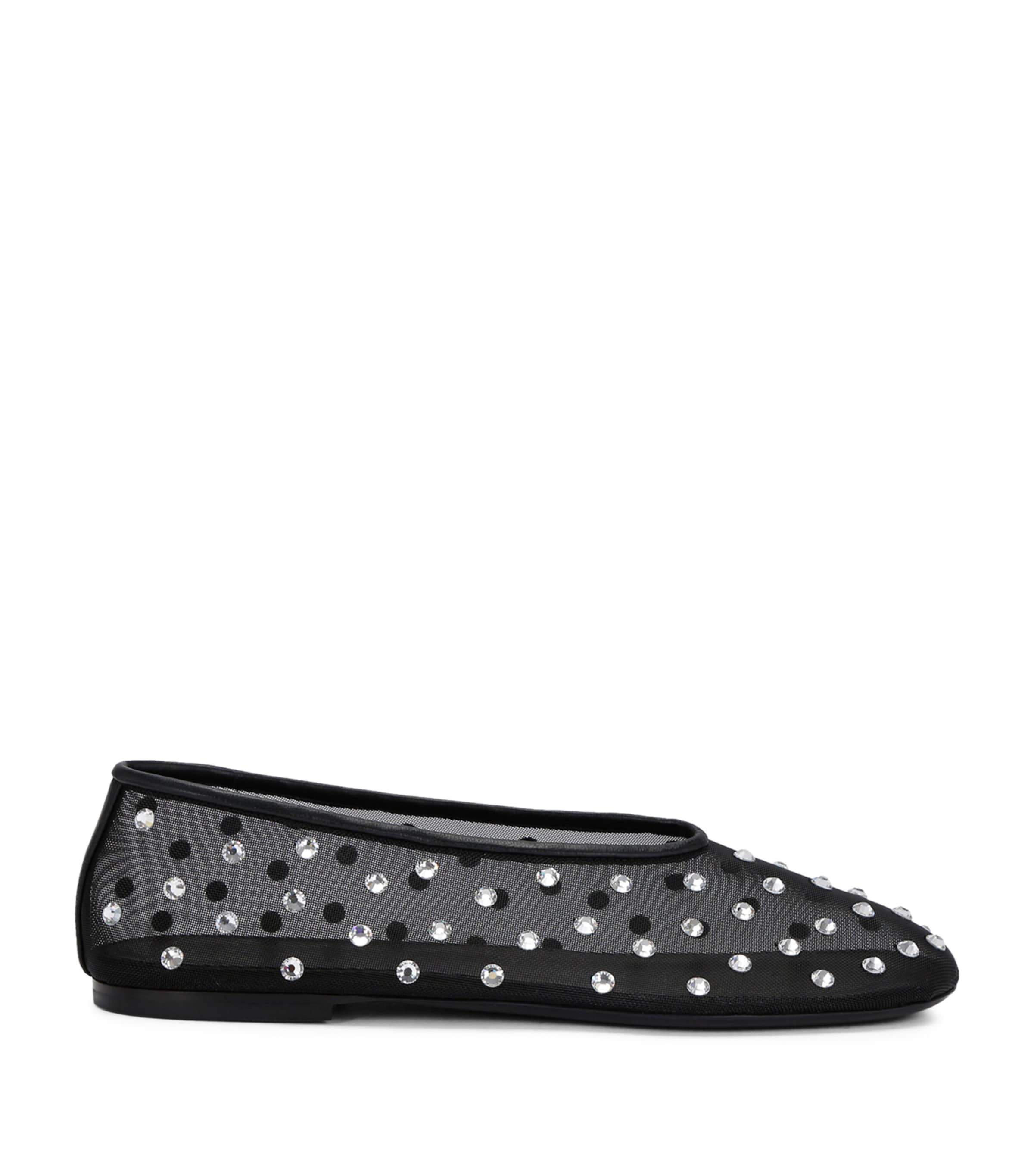 Shop Khaite Mesh Crystal-embellished Marcy Ballet Flats In Black