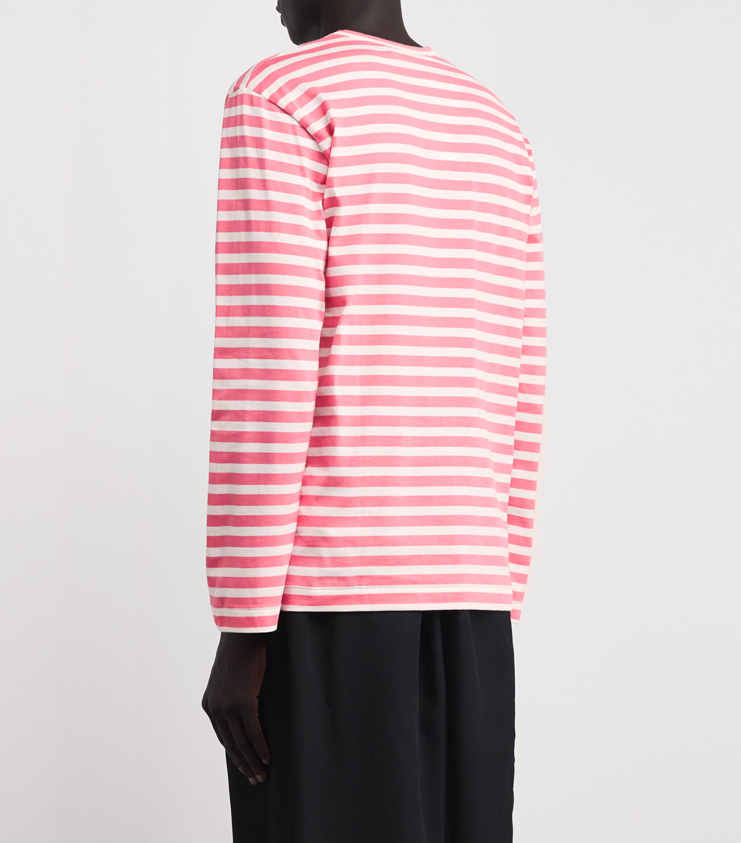 Heart Logo Striped T-Shirt 3-PNK X WHT Image 4