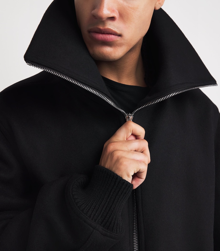 Virgin Wool Melton Blixa Dracucollar Jacket BLACK Image 6