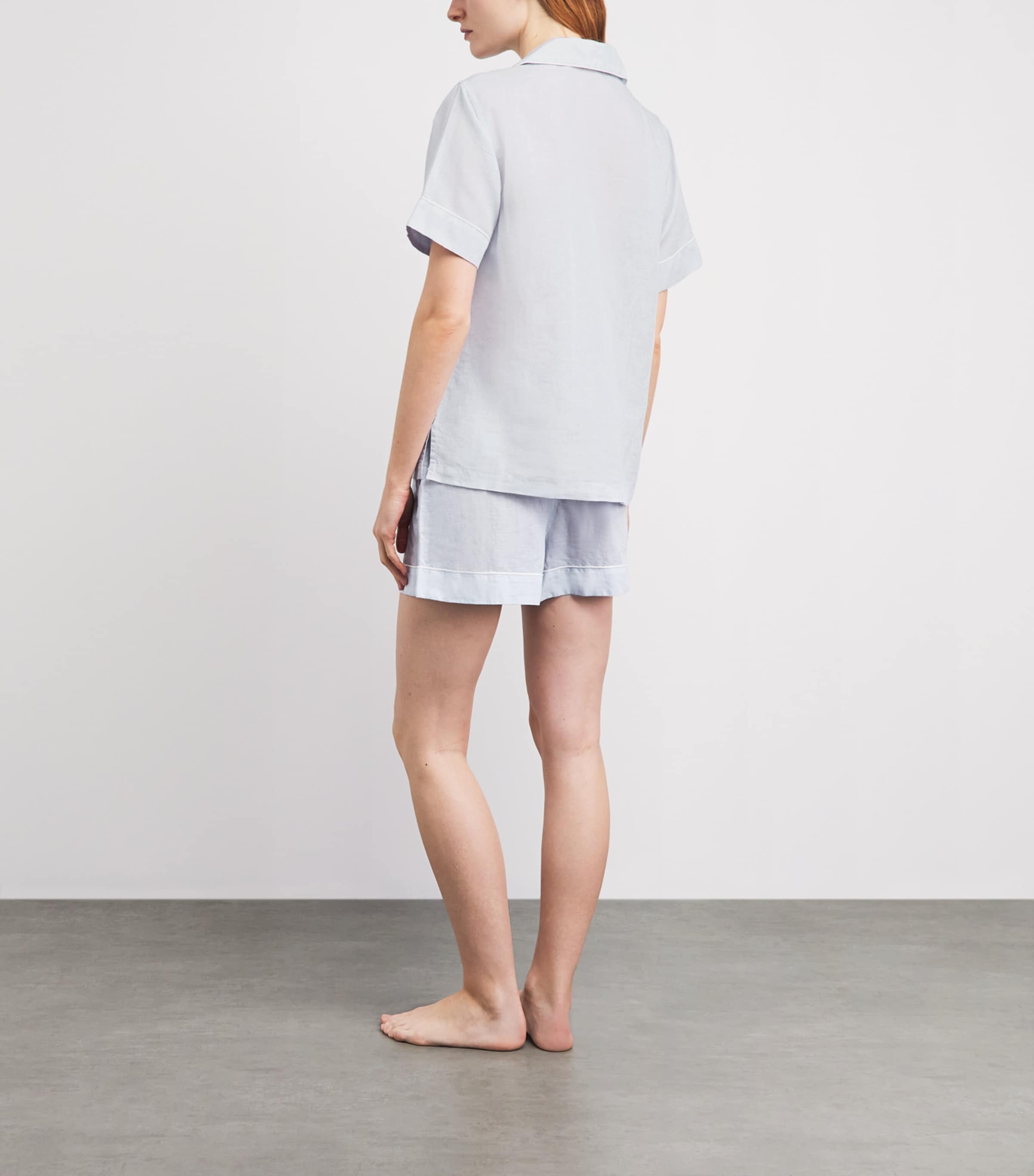 Polo Ralph Lauren Womens Linen-Cotton Short Pyjama Set Xenon Blue Image 4