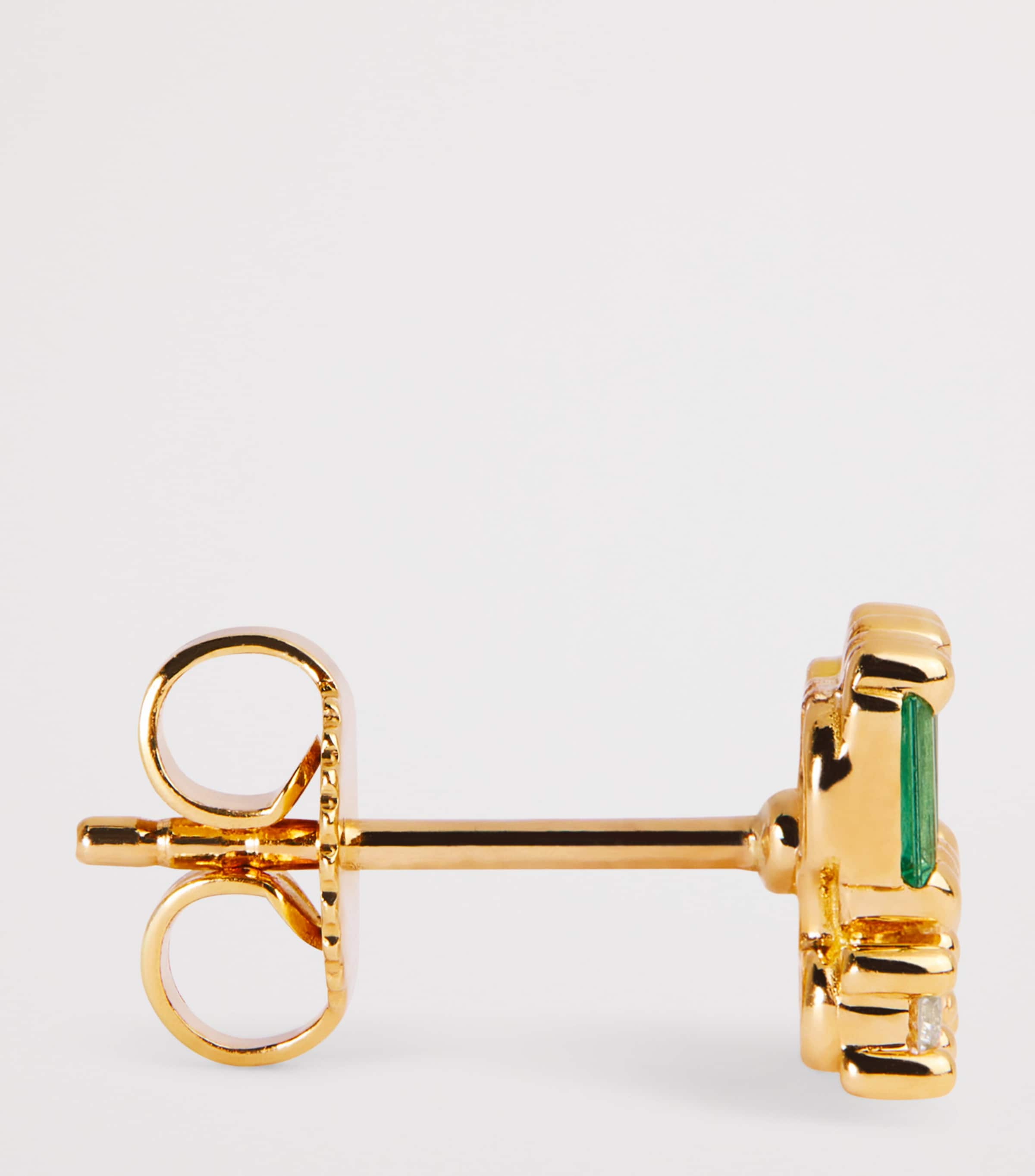Yellow Gold, Diamond and Emerald Short Stack Stud Earrings 18K YG/EMER Image 4