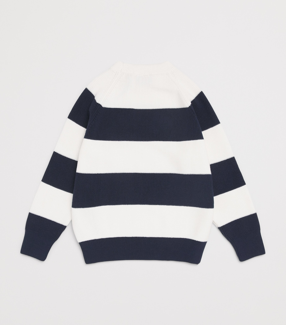 Paul & Shark Cotton Stripe Sweater (8-14 Years) Off White/blue Image 2