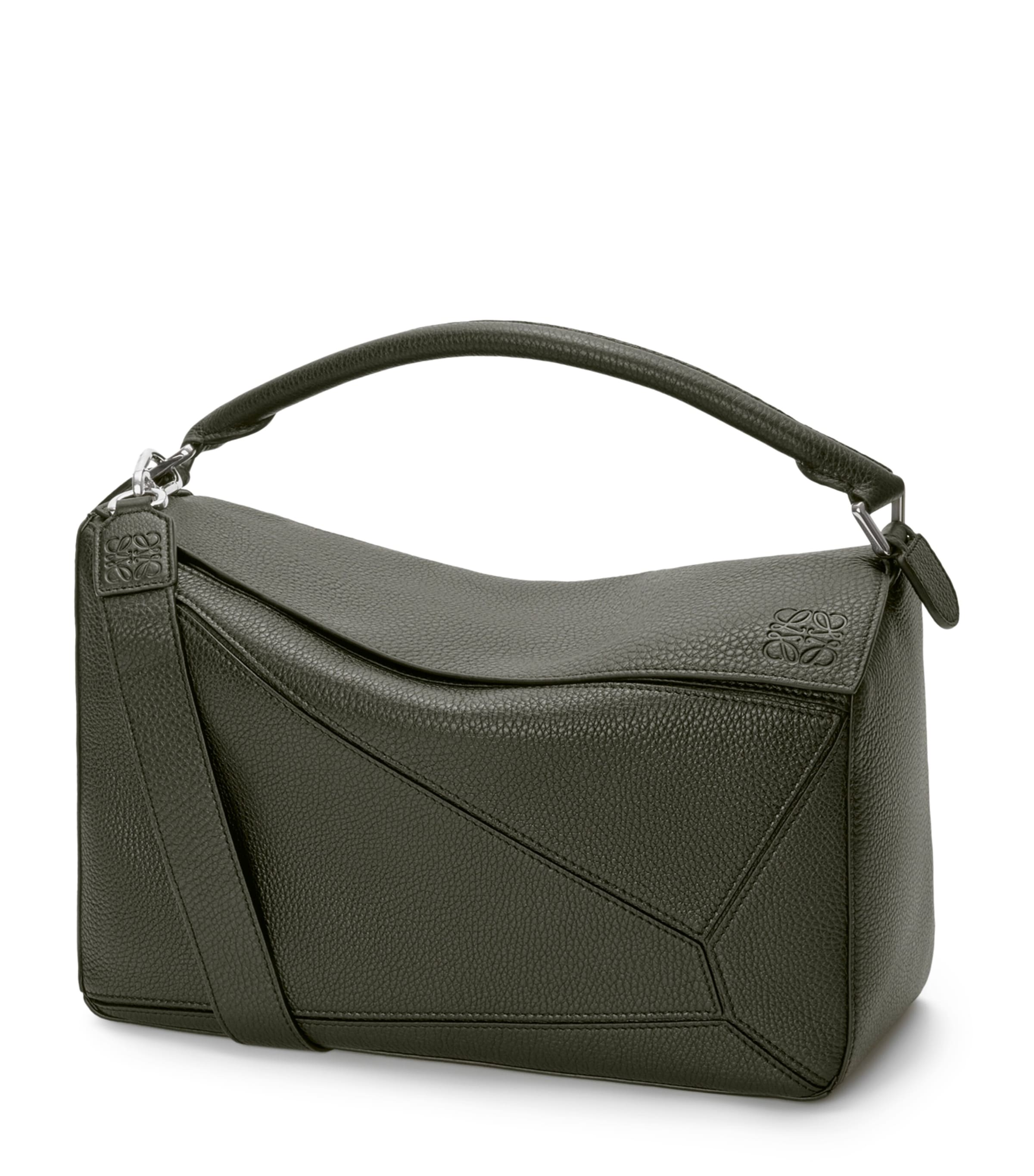 Large Leather Puzzle Top-Handle Bag DARK KHAKI Image 1