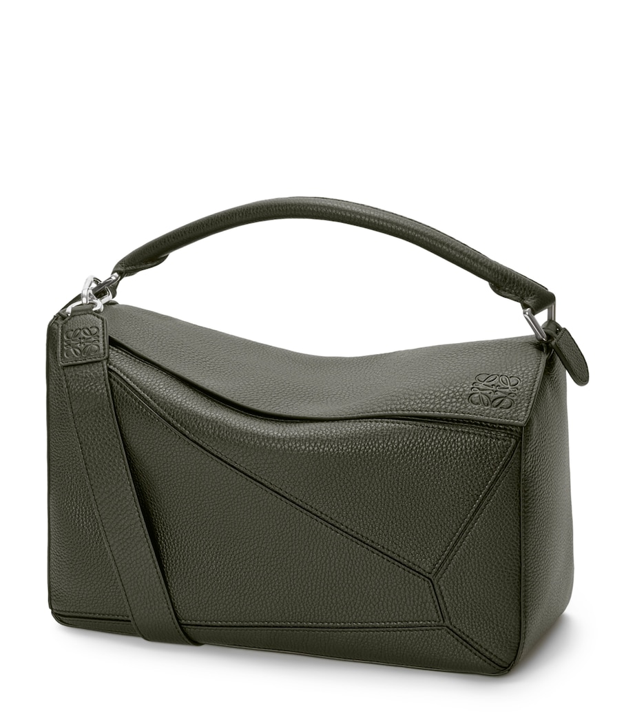 Large Leather Puzzle Top-Handle Bag DARK KHAKI Image 1