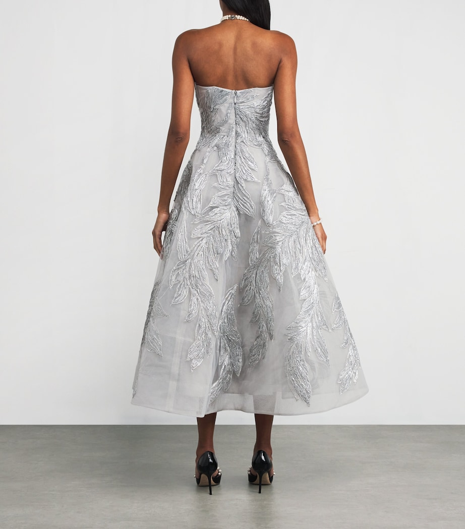 Feather-Embroidered Cocktail Gown 166-FETHMBROIREDTULE Image 3