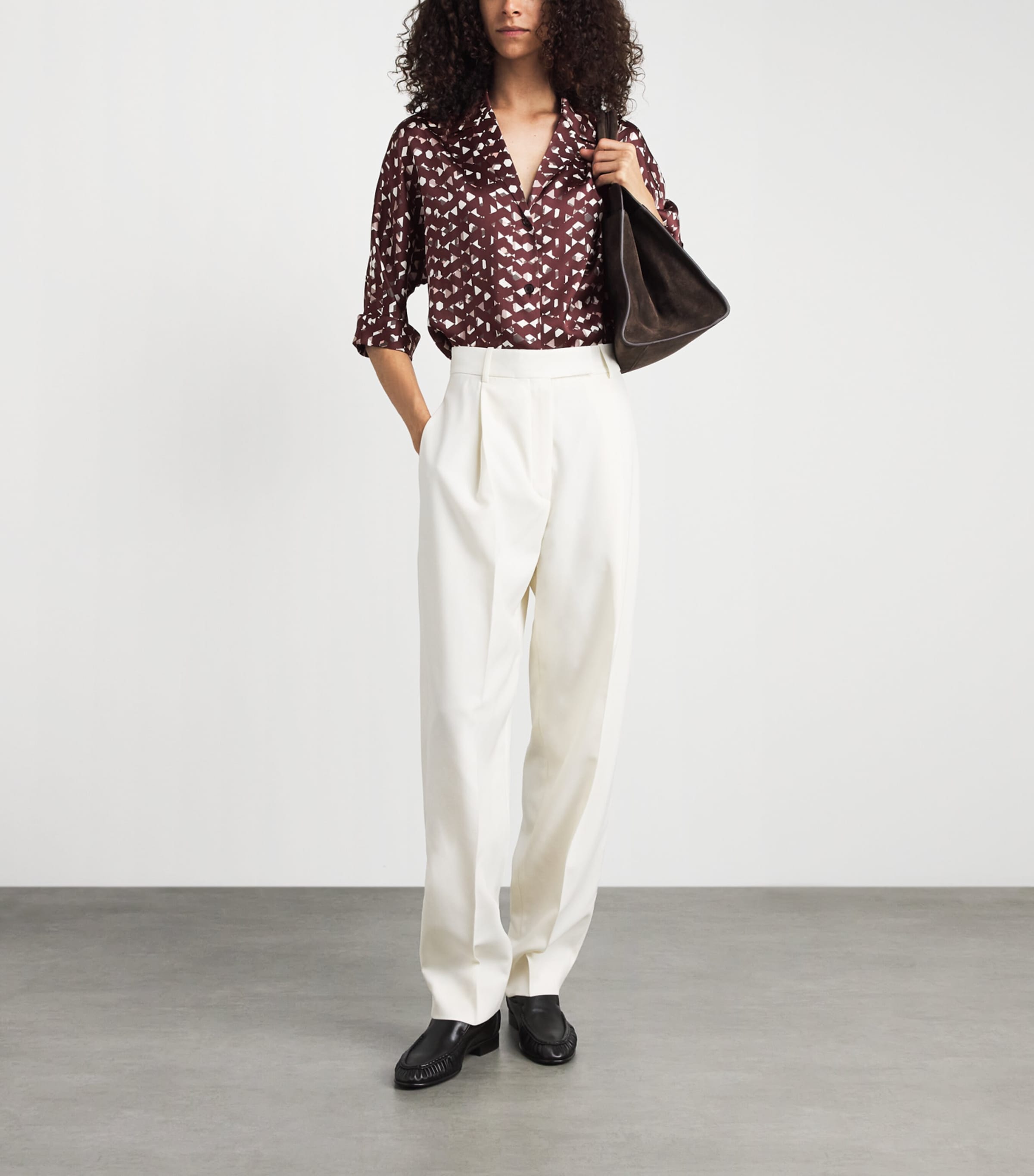 Kiton Womens Silk Printed Blouse Bordeaux Print Image 2