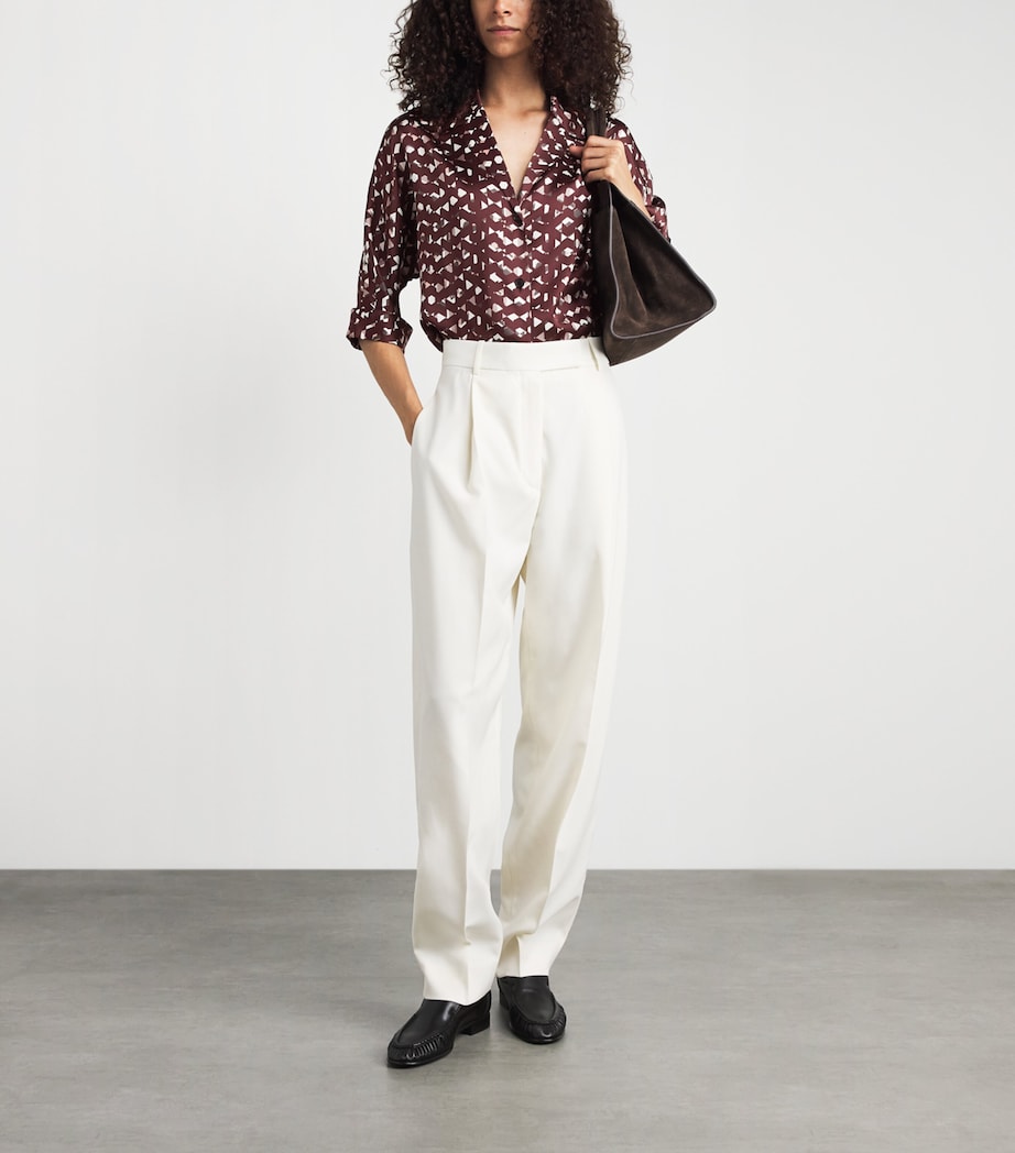 Kiton Womens Silk Printed Blouse Bordeaux Print Image 2