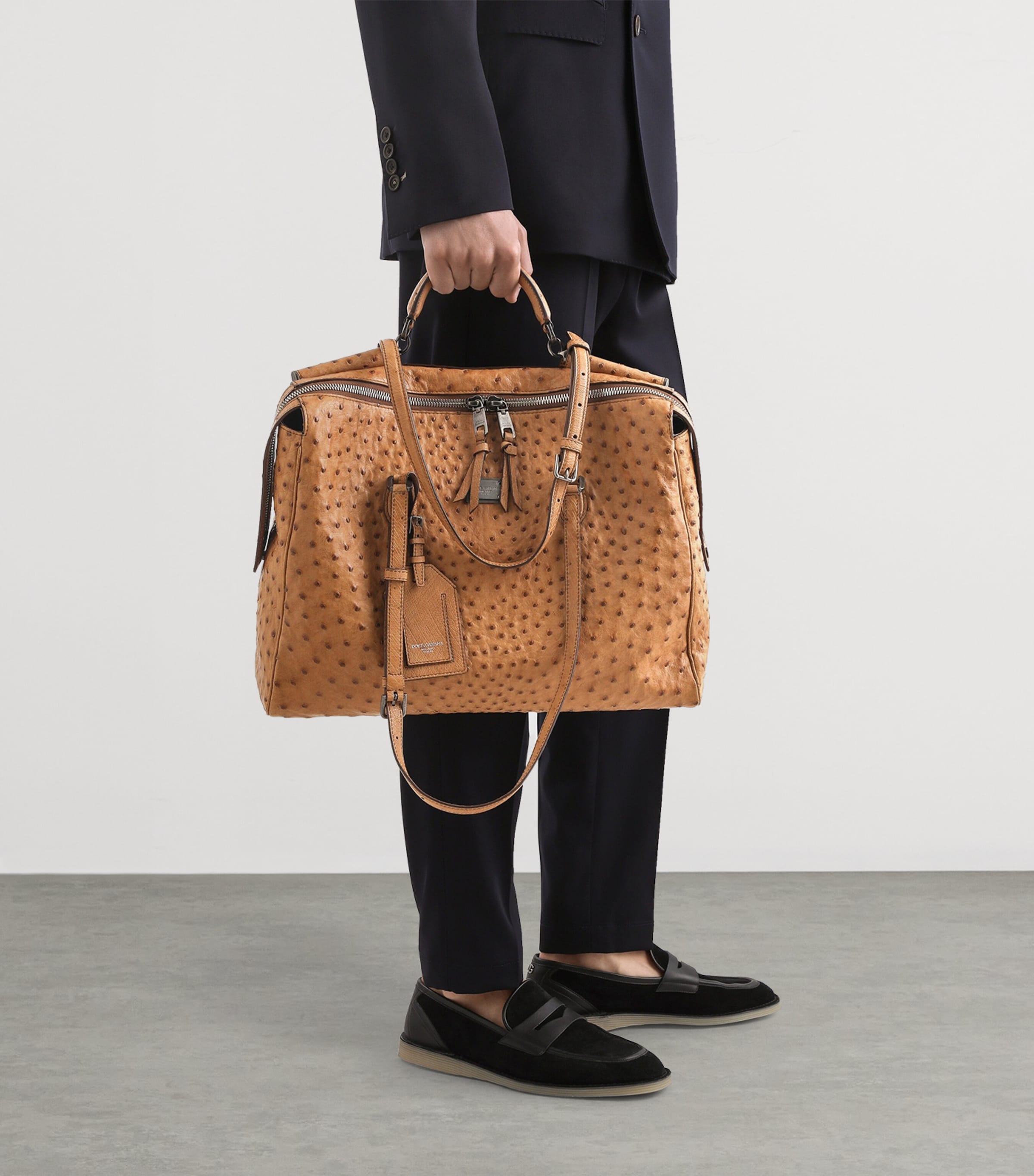 Ostrich Leather Vittoria Shoulder Bag 80040-CAMEL Image 2