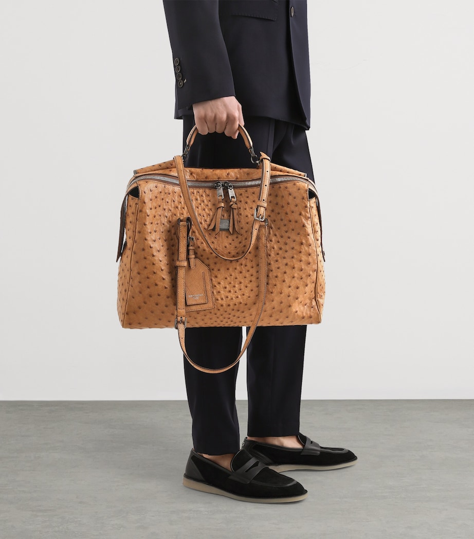 Ostrich Leather Vittoria Shoulder Bag 80040-CAMEL Image 2