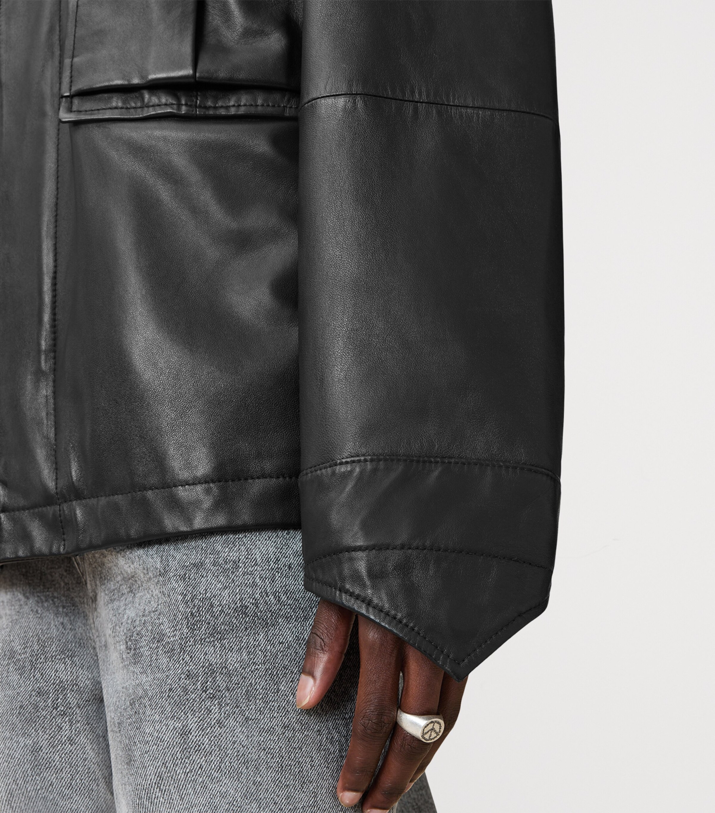 Halton Leather Jacket BLACK Image 10