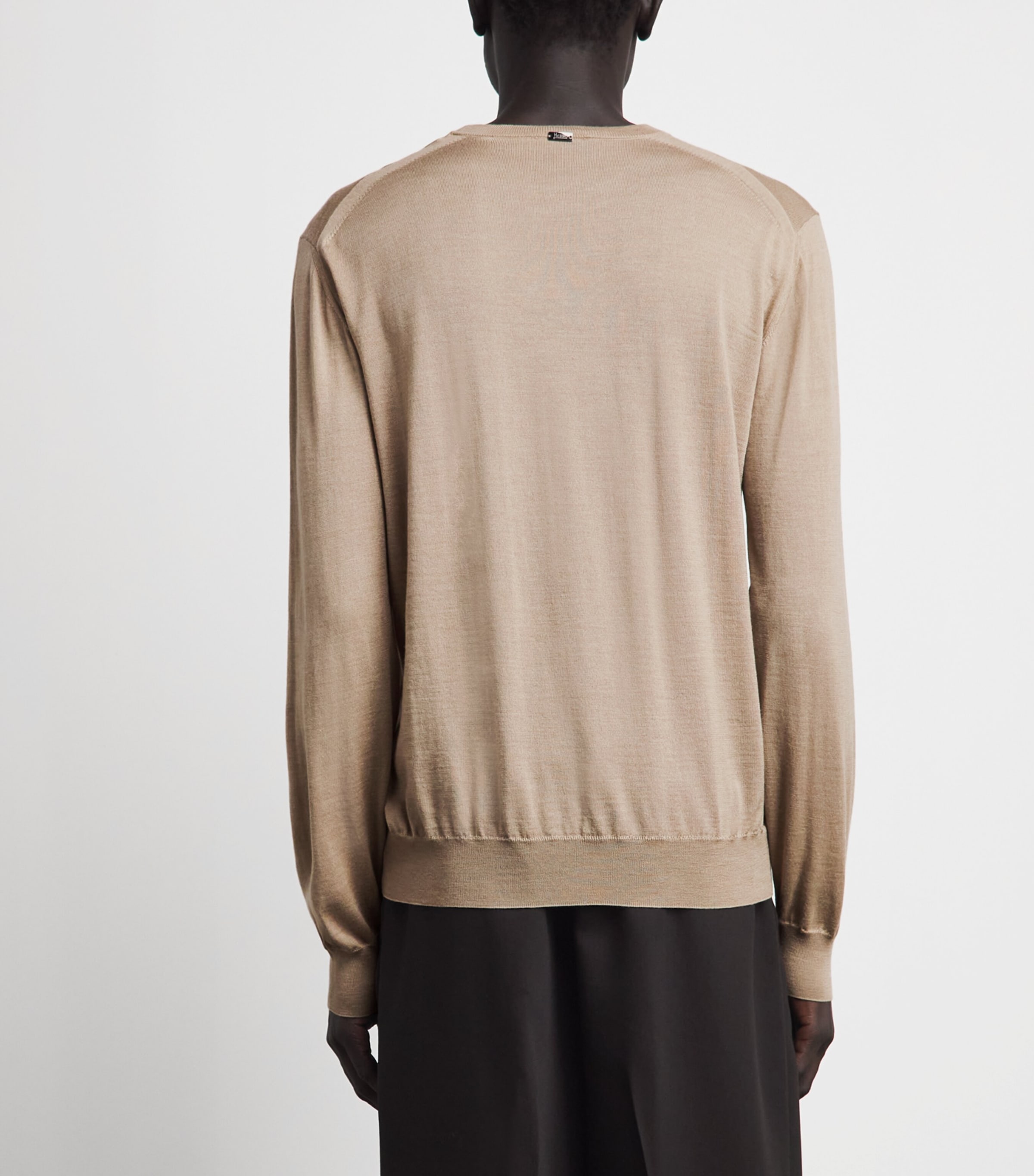 Herno Mens Wool-Silk Crew-Neck Sweater Light Beige Image 5