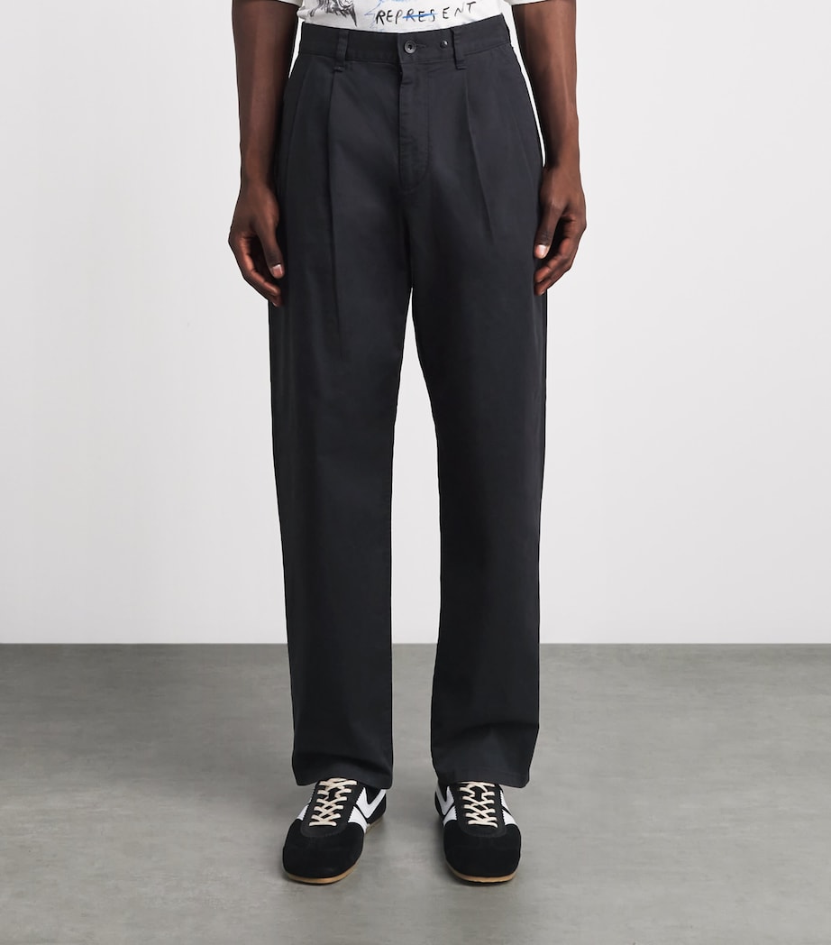 Rag & Bone Mens Cotton Pleated Baggy Chinos Black Image 4