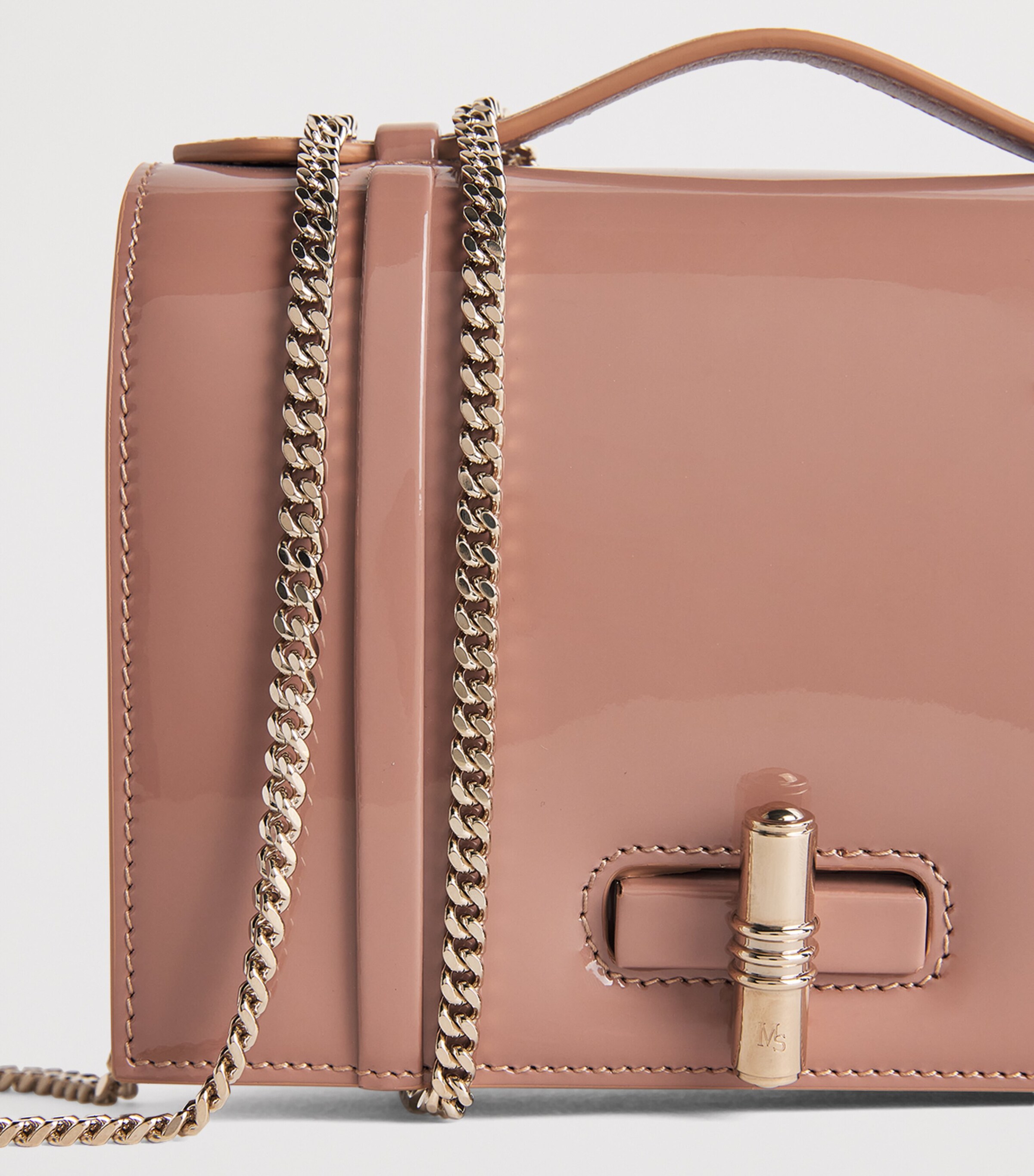 Malone Souliers Small Patent Leather May Top-Handle Bag Dove Image 5