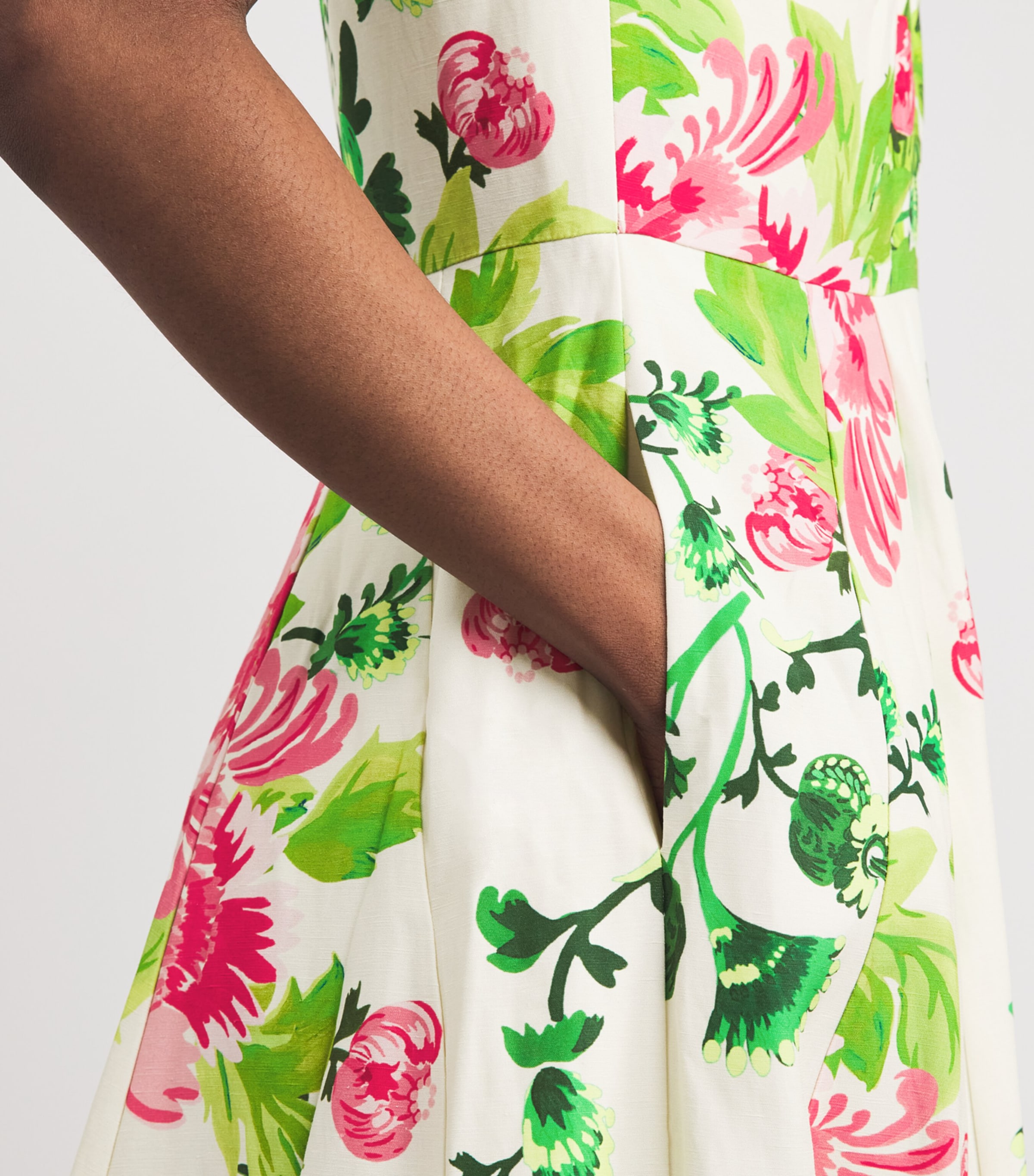 Saloni Womens Floral Print Sabrina Midi Dress Sffier Bqt Plmt Image 3