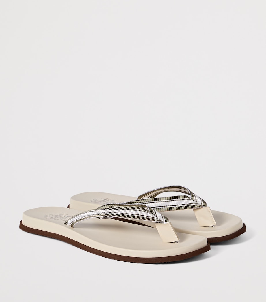 Brunello Cucinelli Leather Logo Flip Flops Image 4