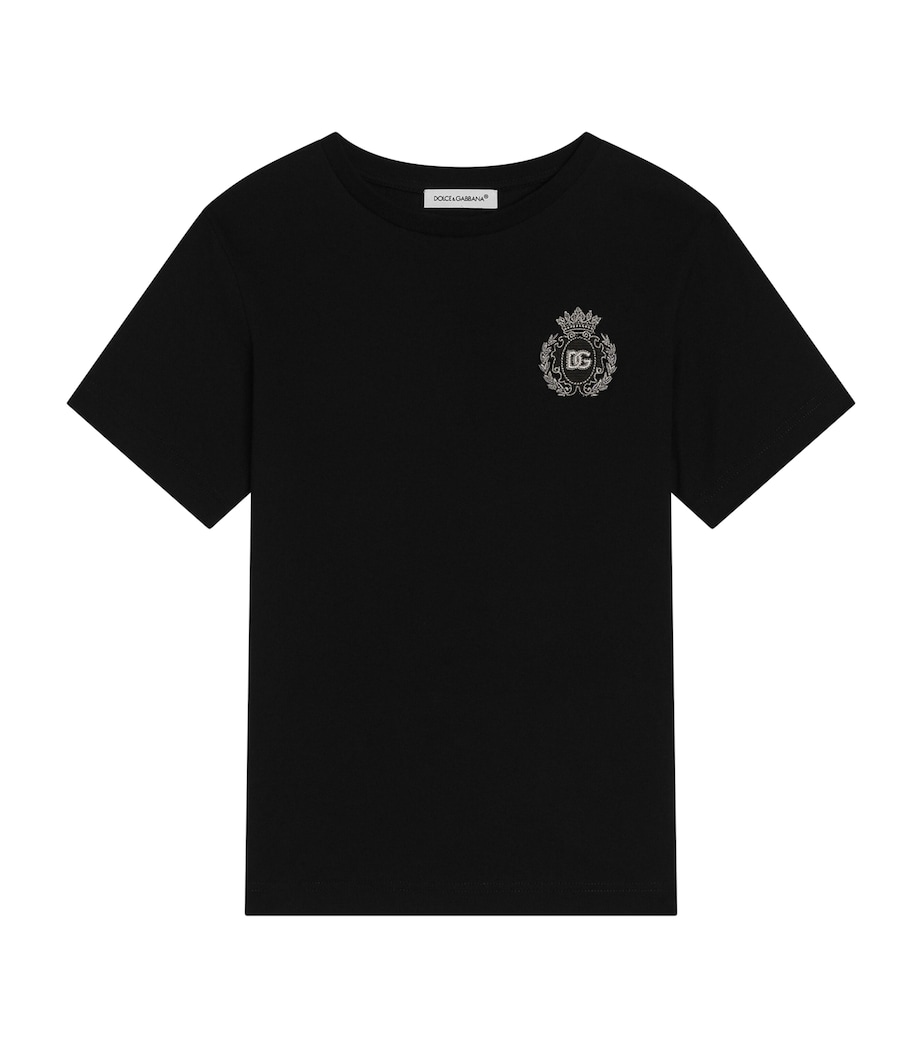 Dolce&Gabbana Kids Cotton Logo-Patch T-Shirt (8-12+ Years) Black Image 1