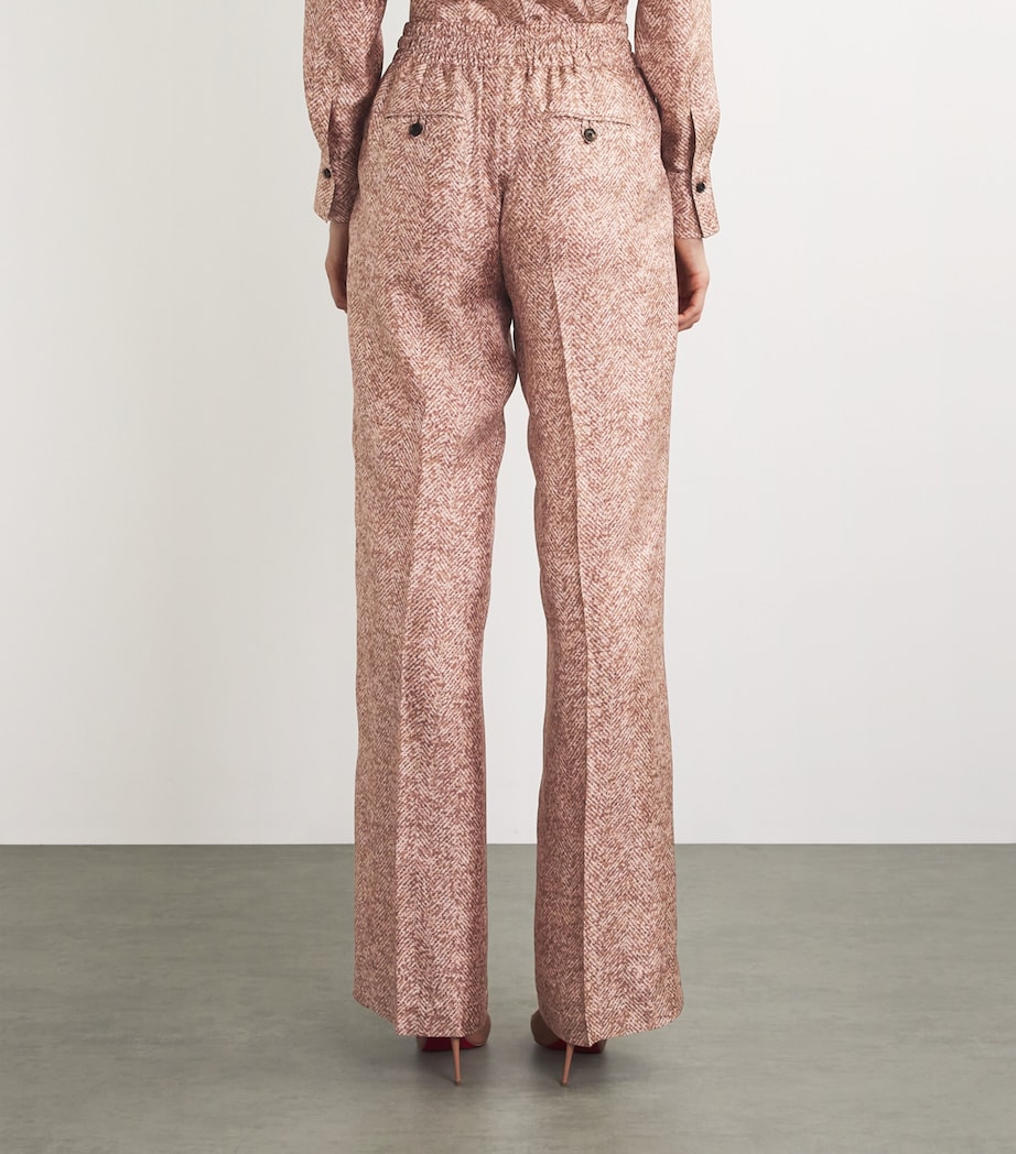 Silk Herringbone Drawstring Trousers ROSE Image 4