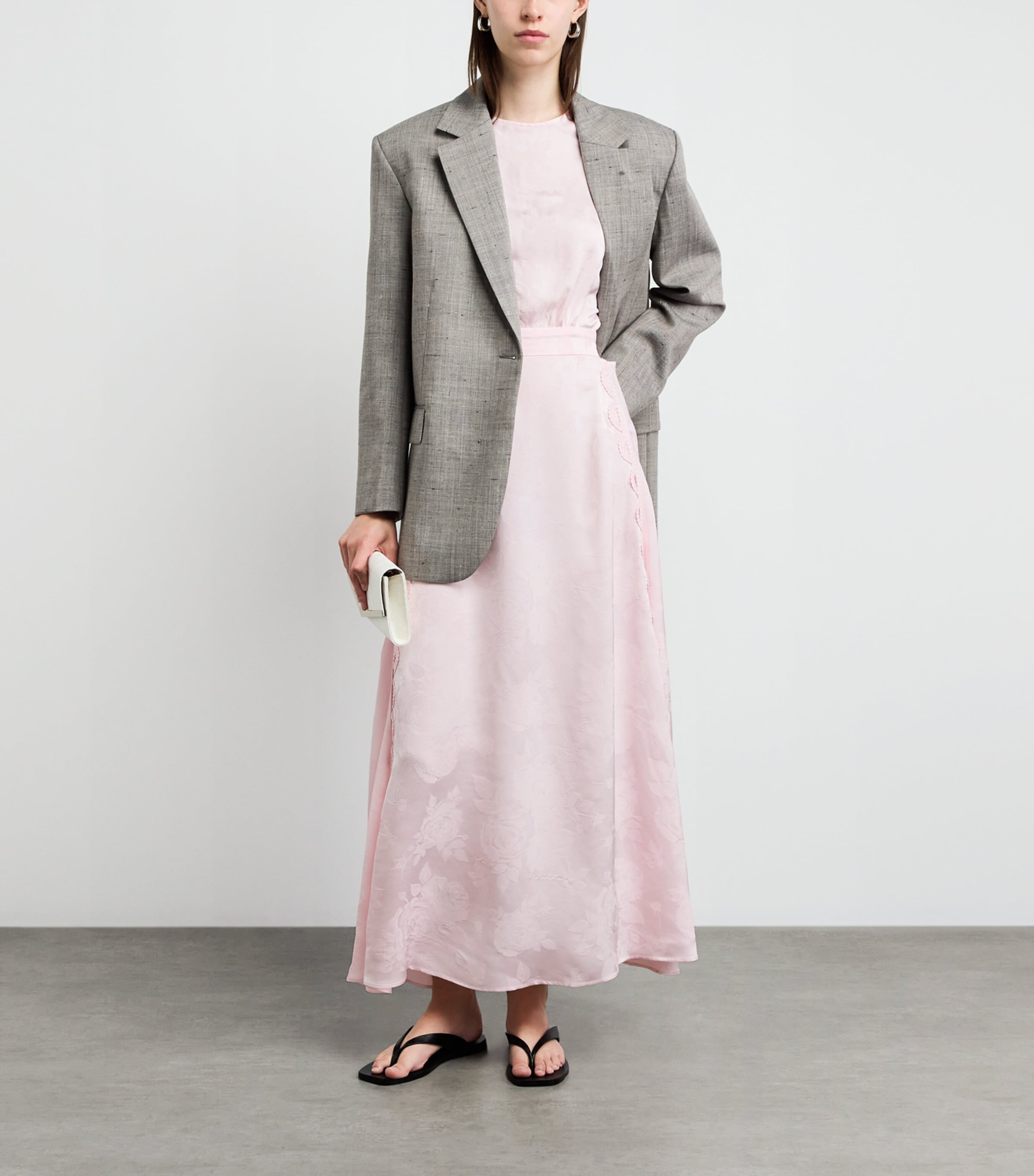 Sandro Paris Womens Satin Cut-Out Midi Dress Pink Image 2