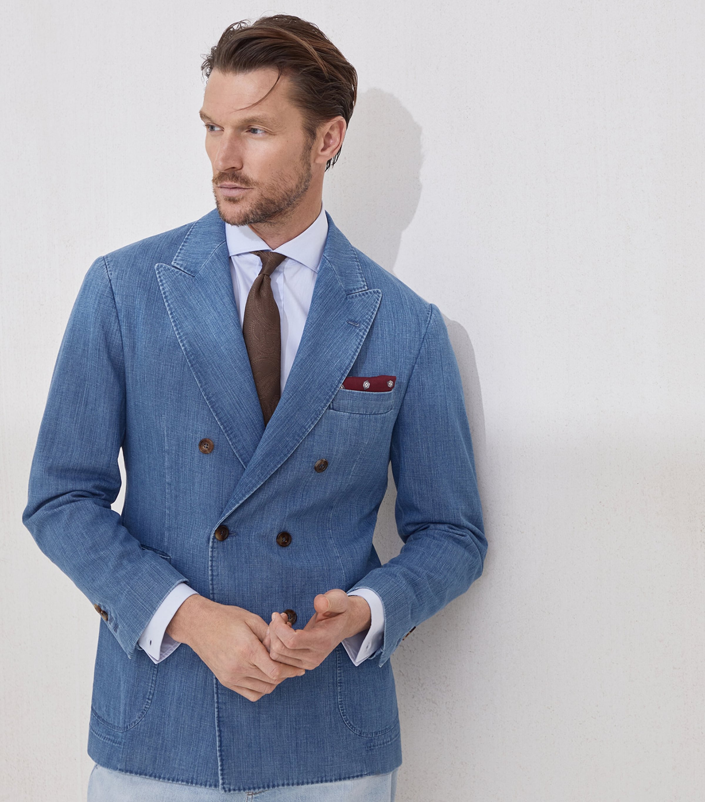 Denim Double-Breasted Blazer C1470 Image 2