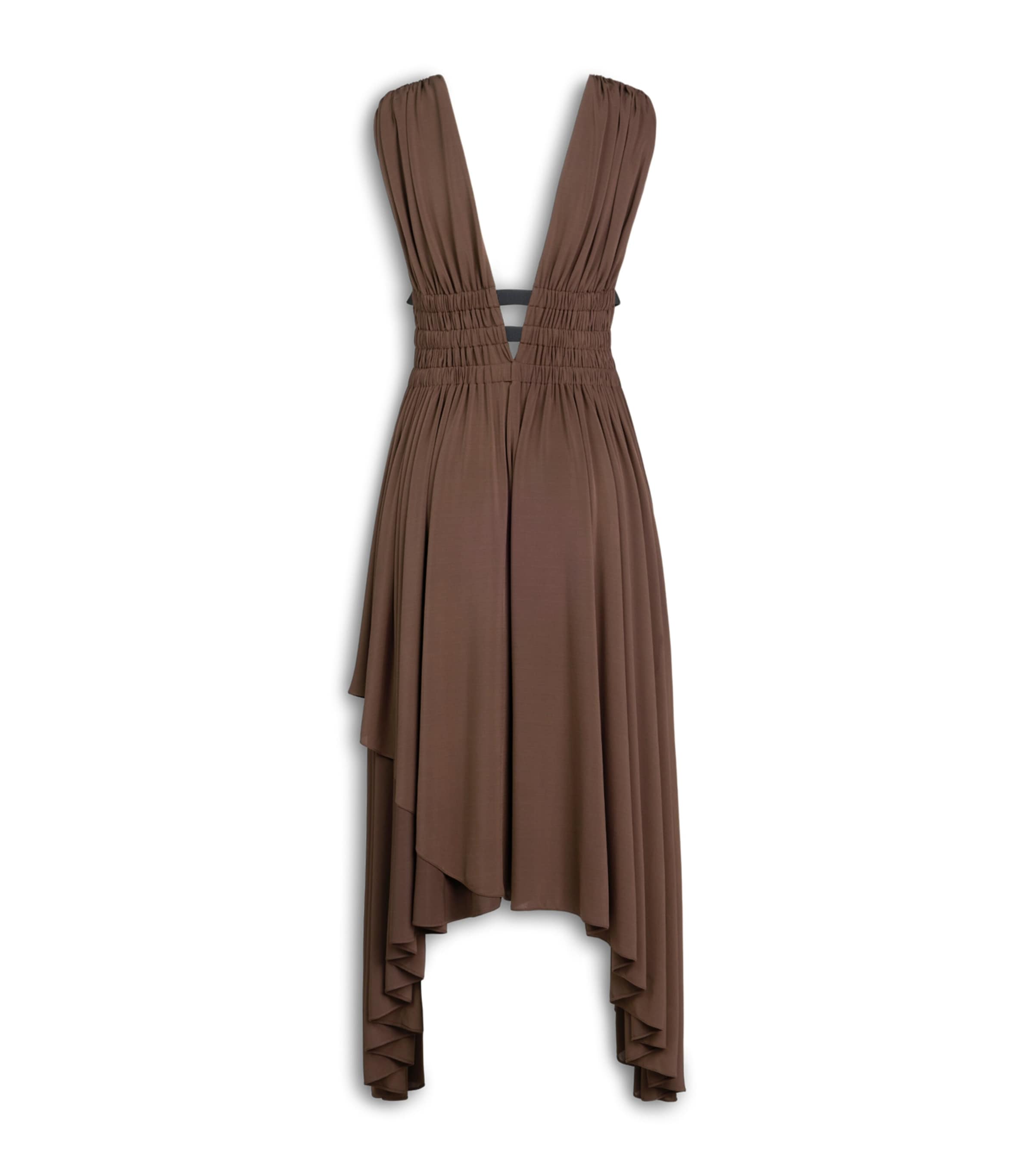 Alaïa Womens High-Low Midi Dress Chocolat Image 4