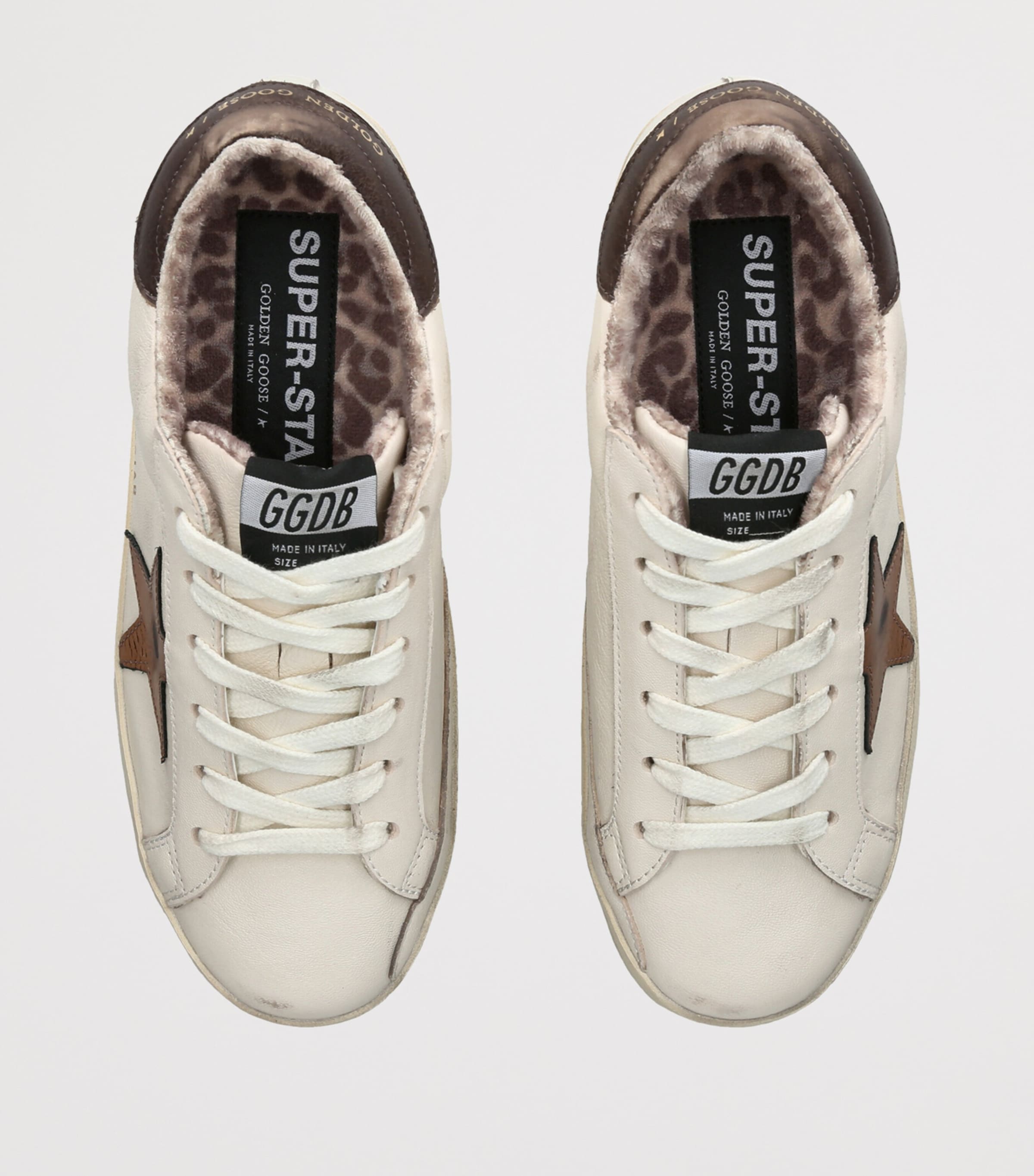 Golden Goose Womens Leather Super-Star Sneakers Cream Comb Image 3