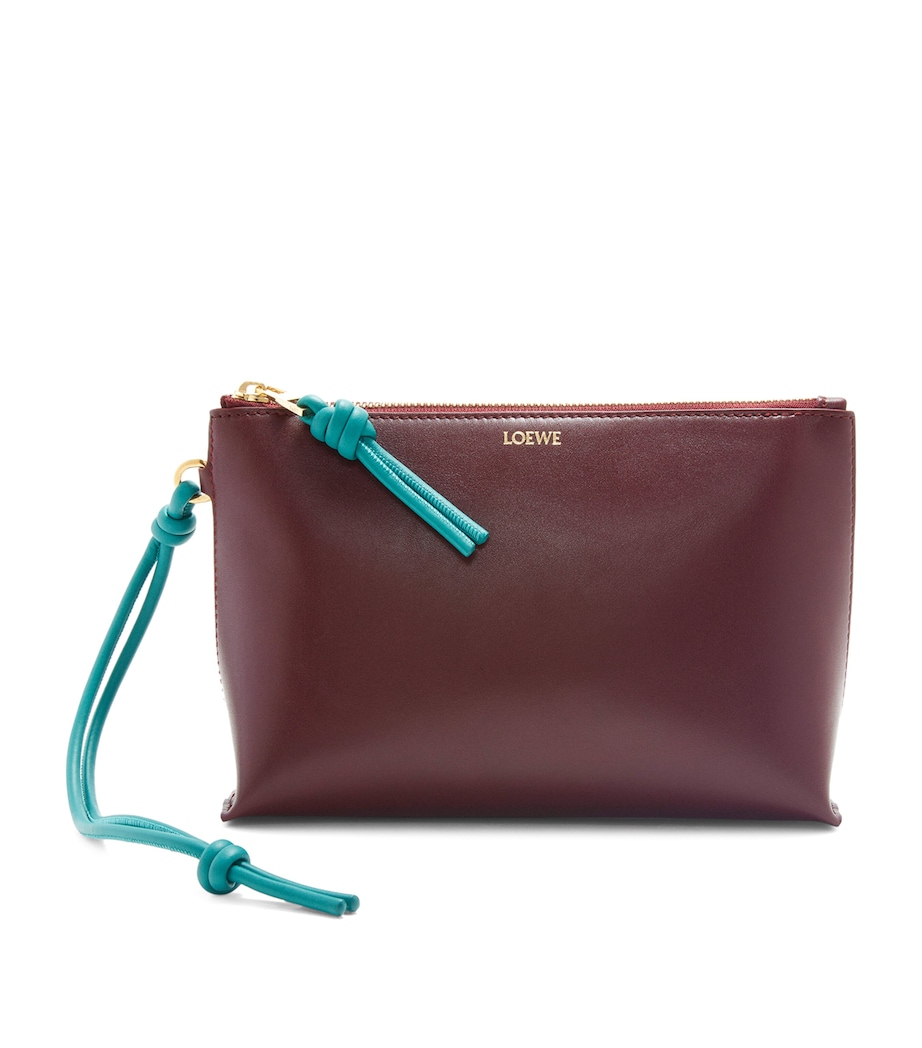 LOEWE Leather Knot T Pouch Burgundy/emerald Image 1