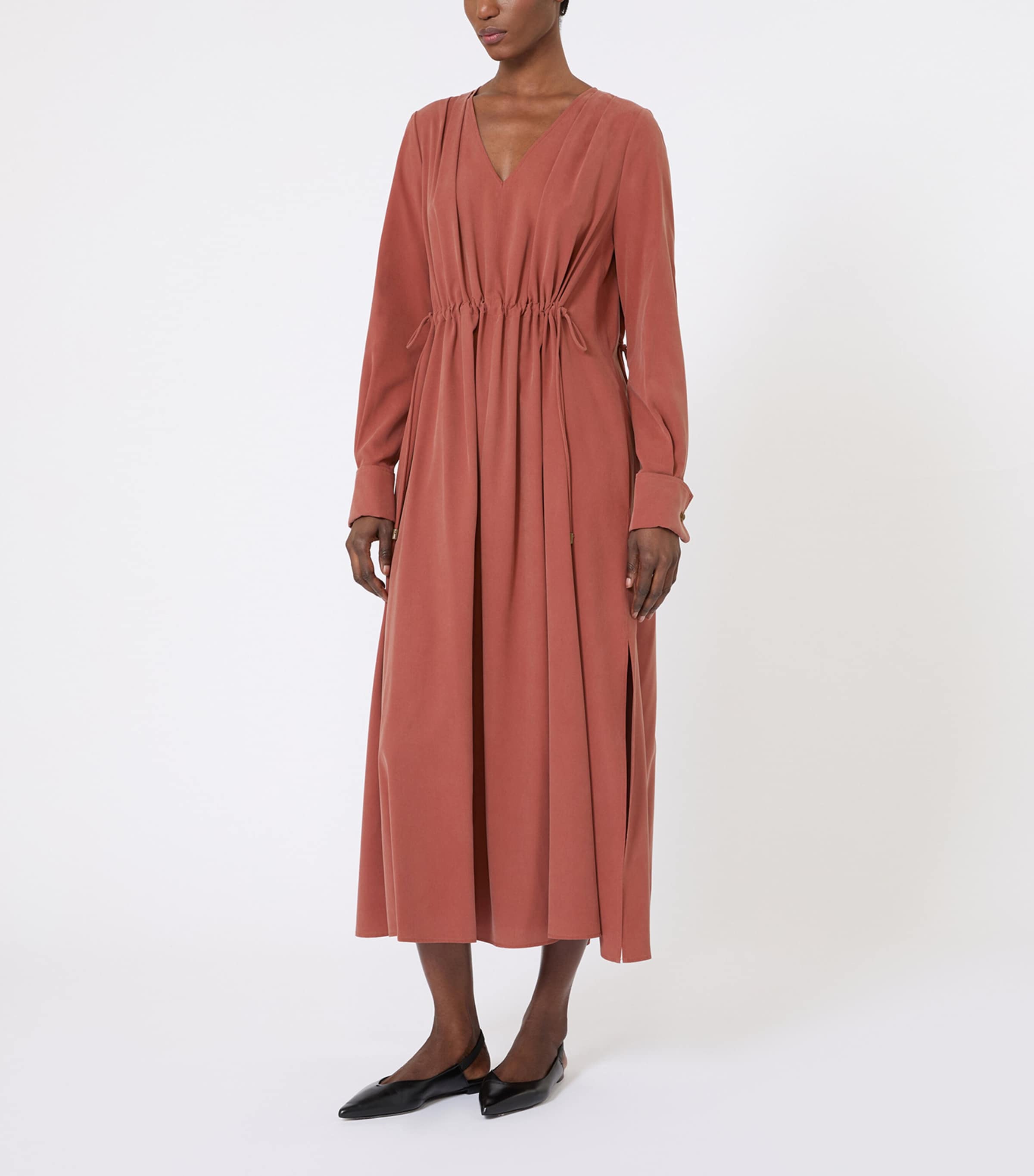 Silk Midi Dress TERRA COTTA Image 4