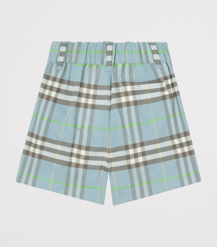 Burberry Kids Cotton Check Shorts (6-36 Months) Misty Blue Ip Check Image 2