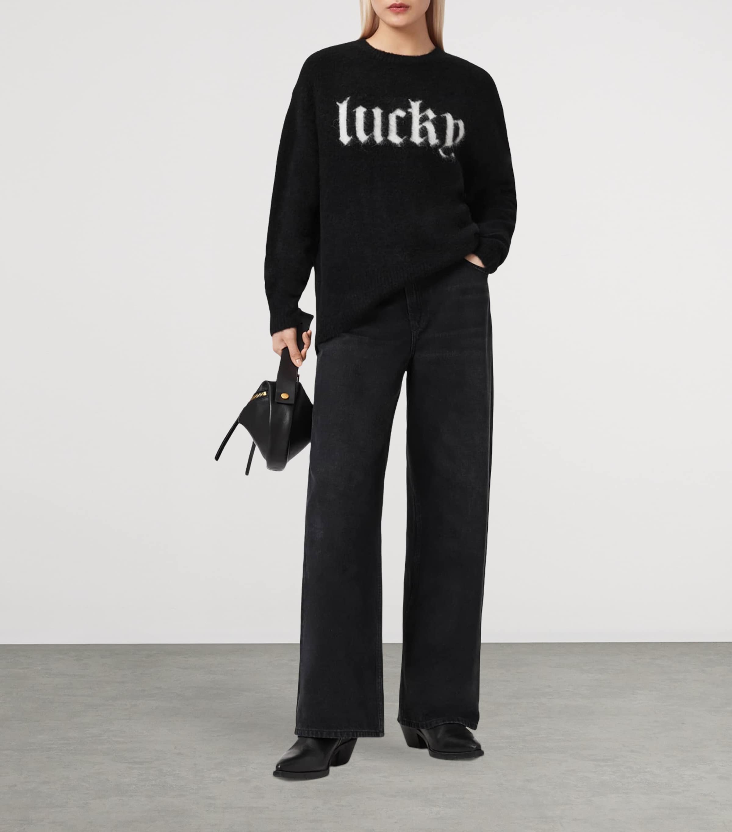 AllSaints Womens Brushed Lucky Sweater Black Image 5