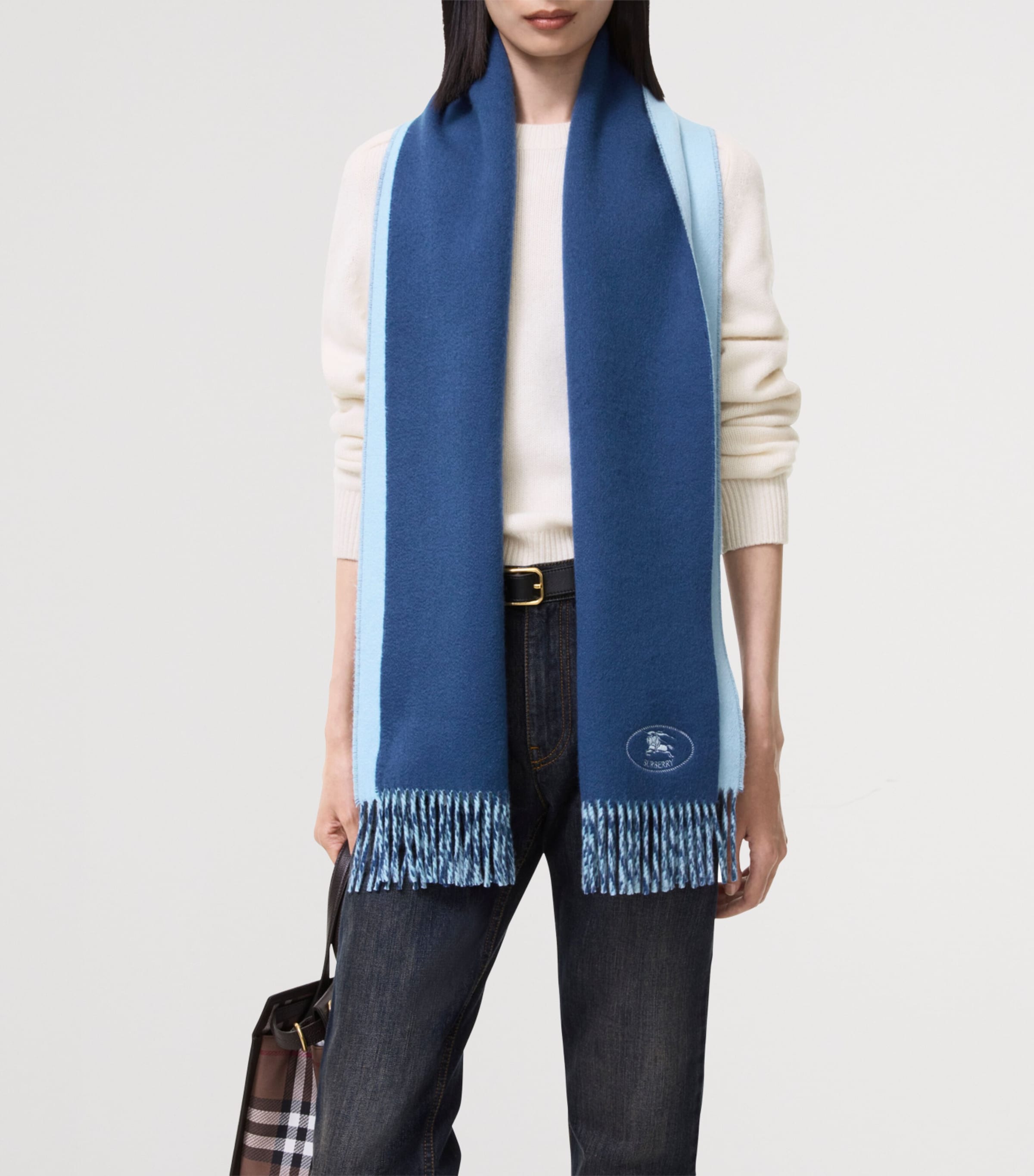 Burberry Cashmere Reversible Knight Scarf Torrent Blue Image 3