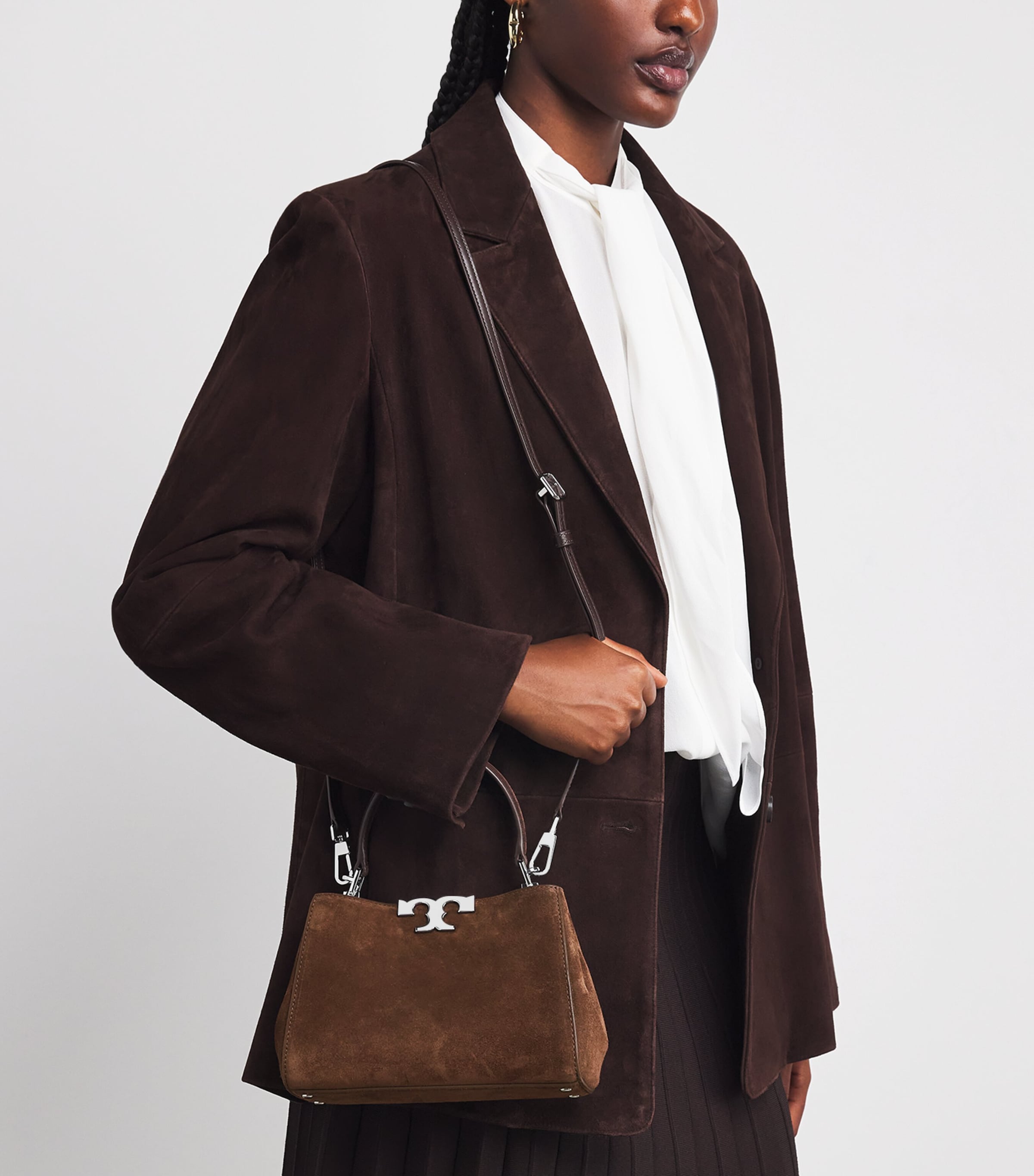 Mini Suede Eleanor Top-Handle Bag DARK COCOA Image 2