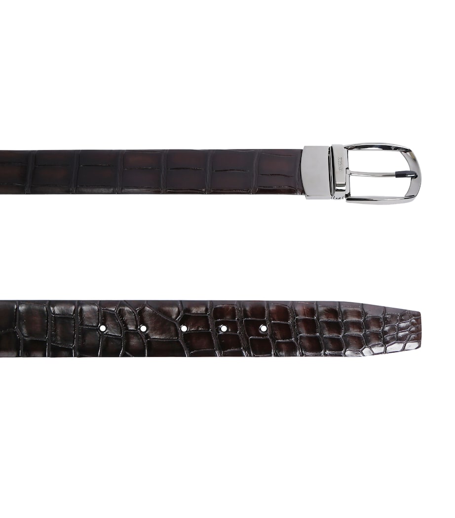 Crocodile Leather Parentesi Belt DARK BROWN Image 2