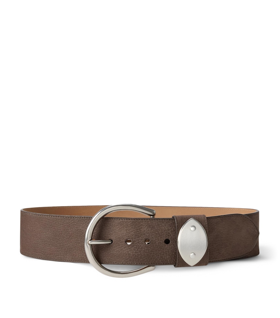 Ralph Lauren Collection Leather Oversized Buckle Belt Luggage Brown Image 1