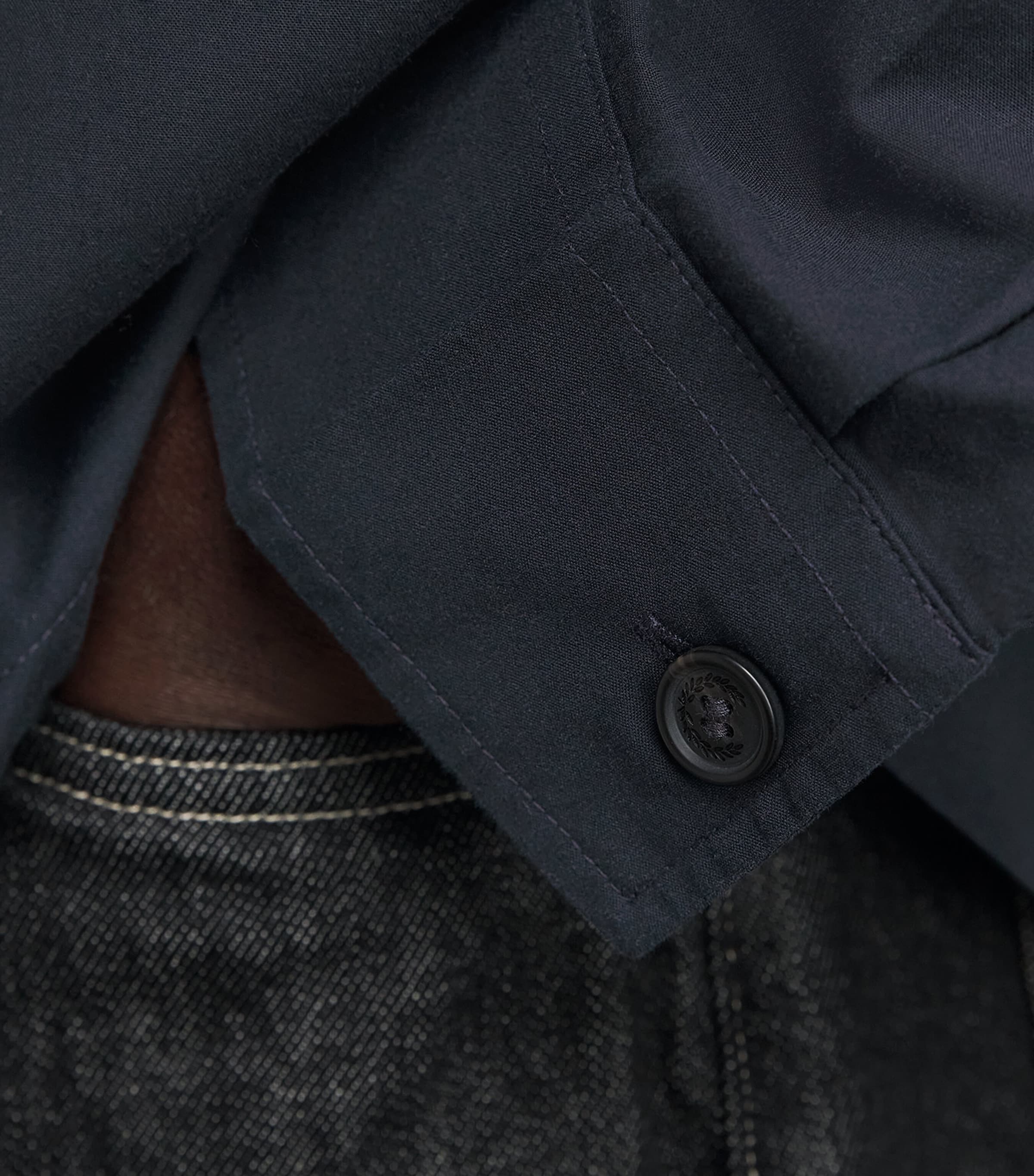 Fred Perry Mens Zip-Up Overshirt Navy Image 3