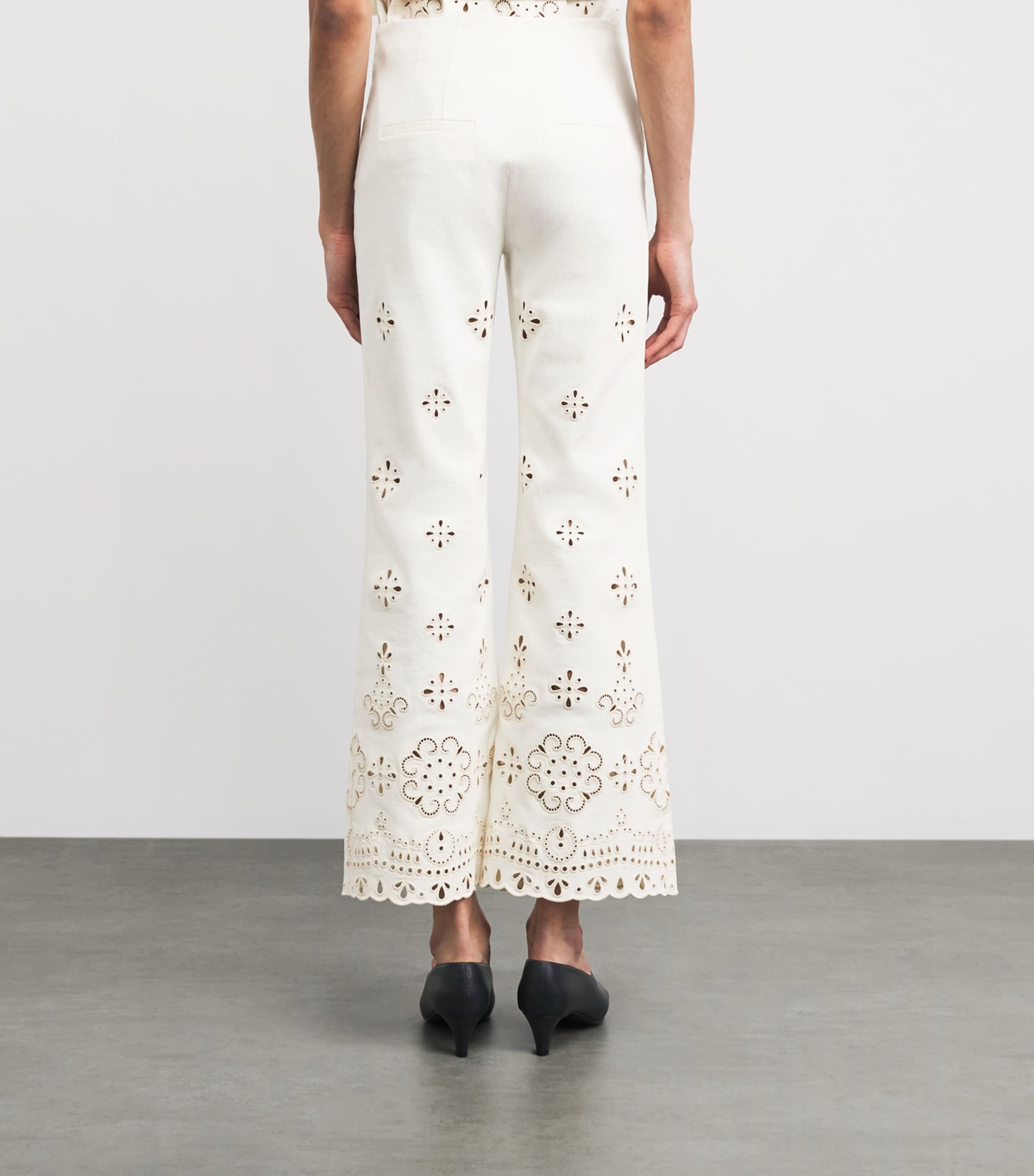Veronica Beard Womens Eyelet Komi Wide-Leg Jeans Dove Image 5