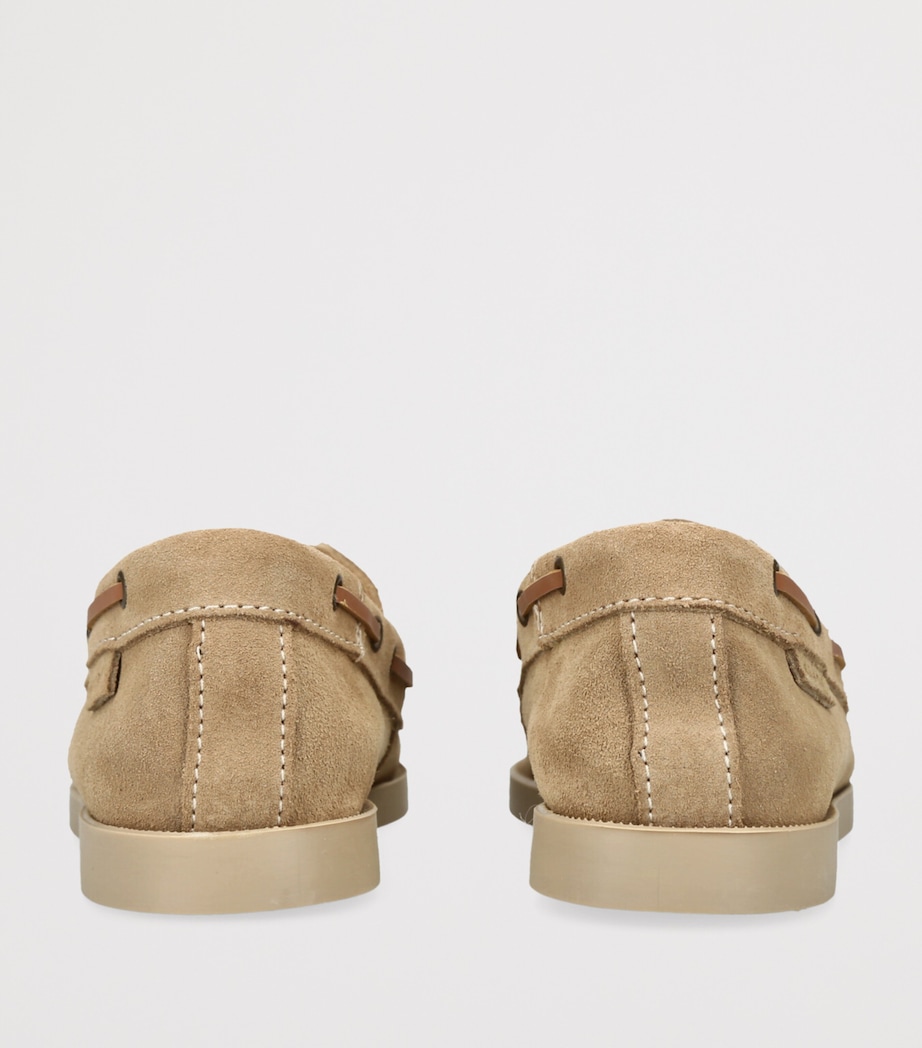 Manebi Suede Boat Shoes Beige Image 2