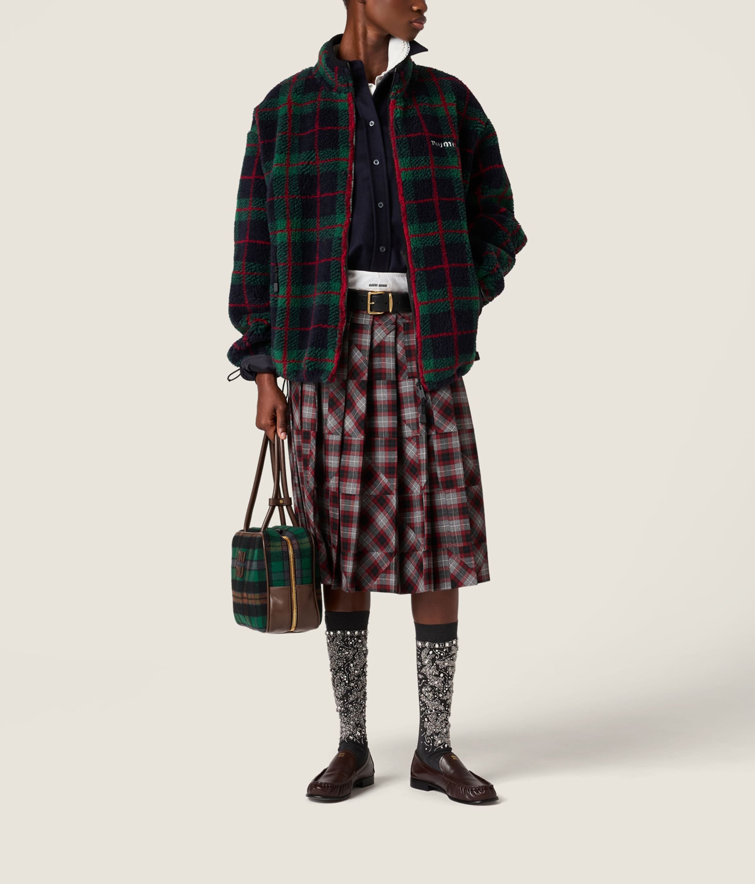 Fleece Check Zip-Up Jacket F0D3Z Image 2