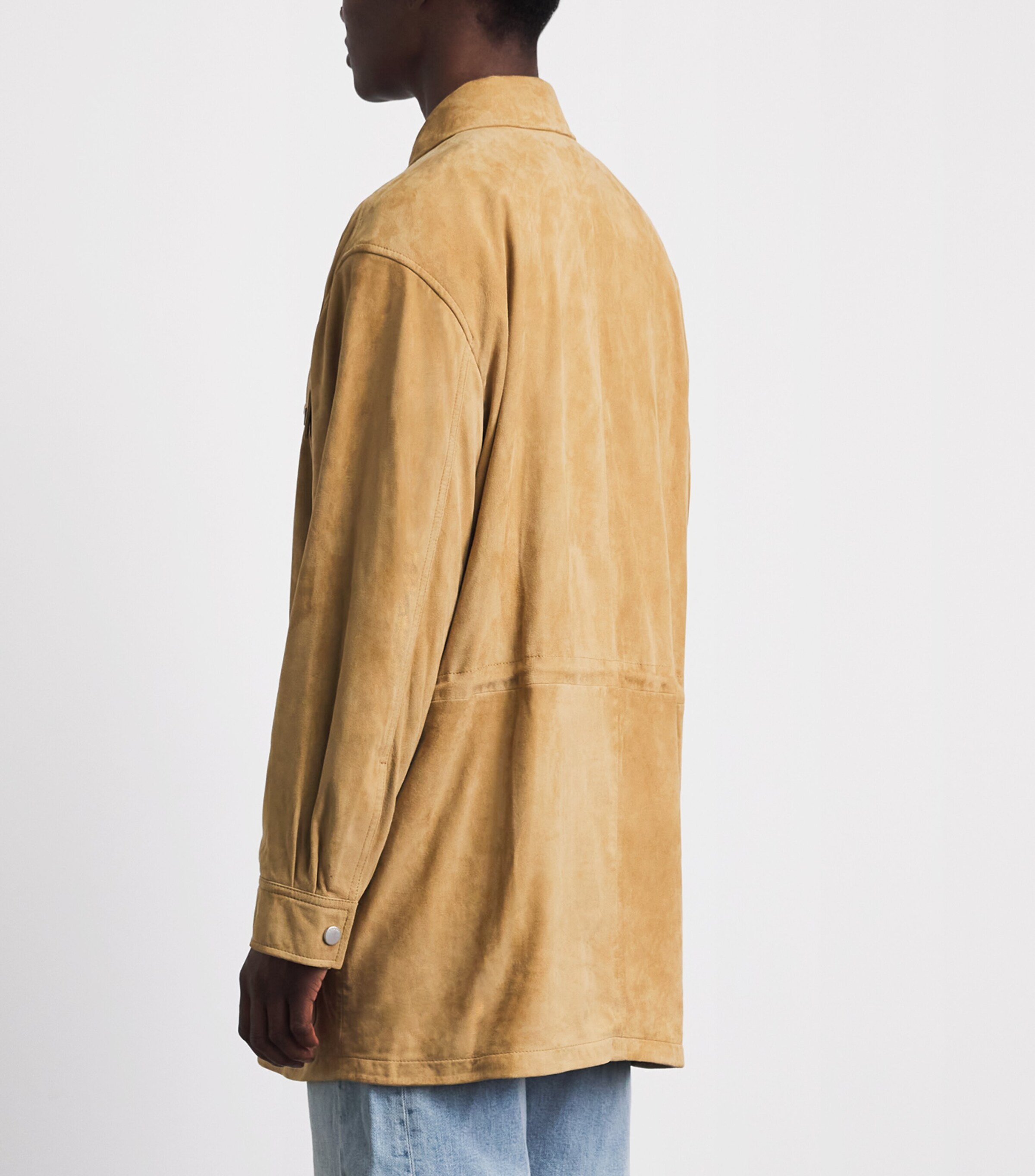 FRAME Womens Suede The Safari Jacket Fawn Image 5