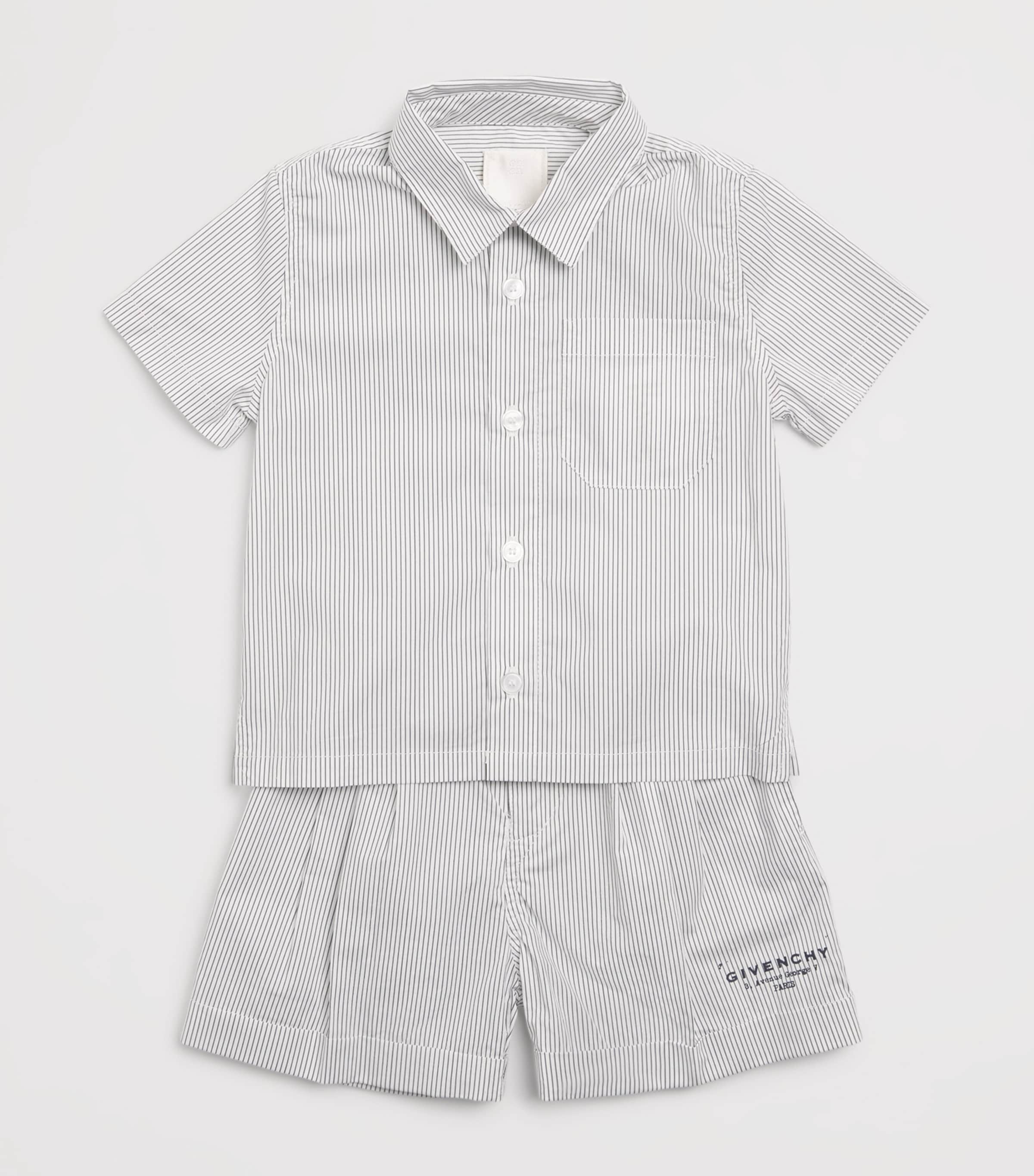 Cotton Stripe Shirt and Shorts Set (6-24 Months) H31189/N78OF WHT NVY Image 3