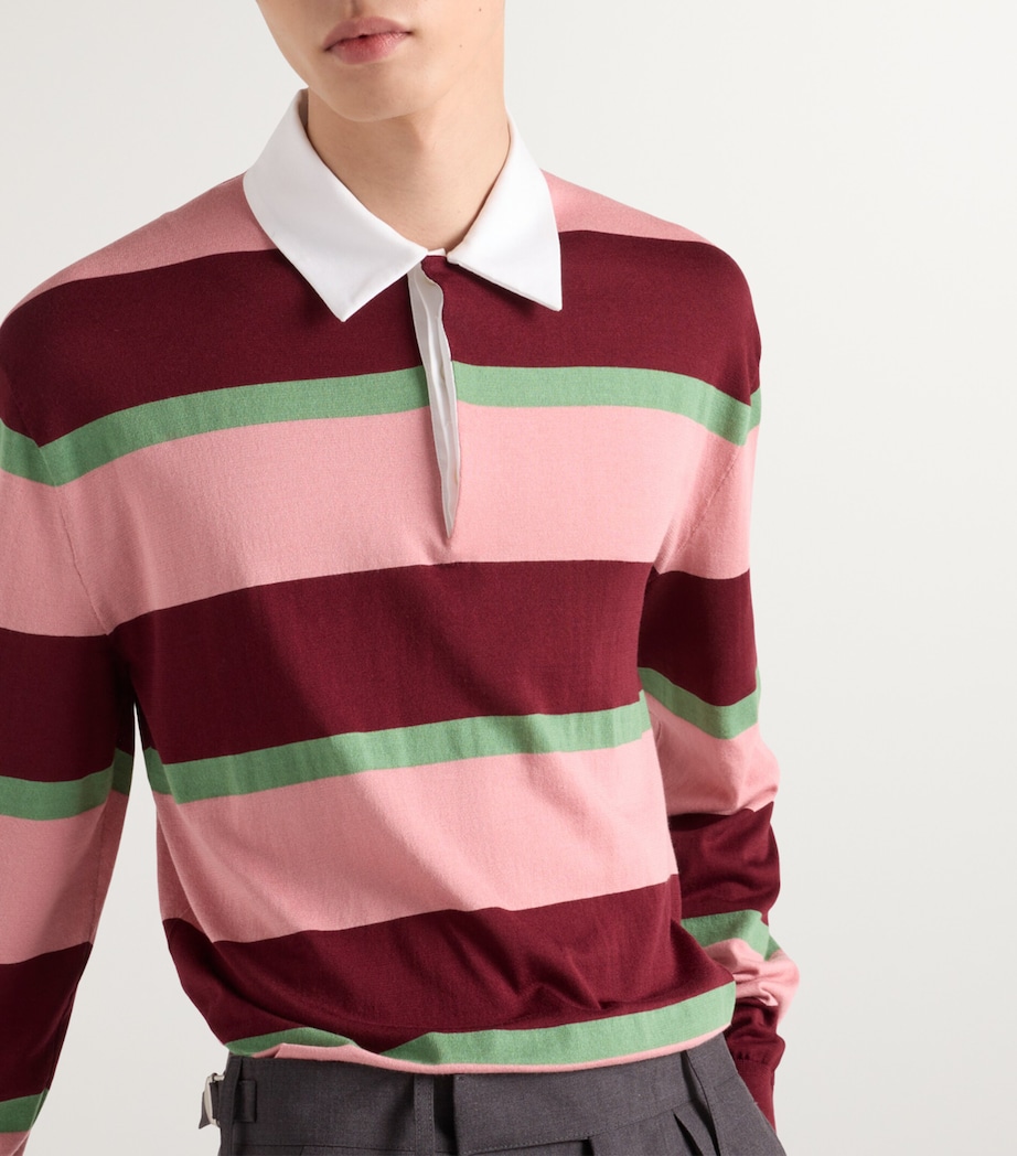 Cotton-Silk Striped Polo Shirt F0007 Image 4