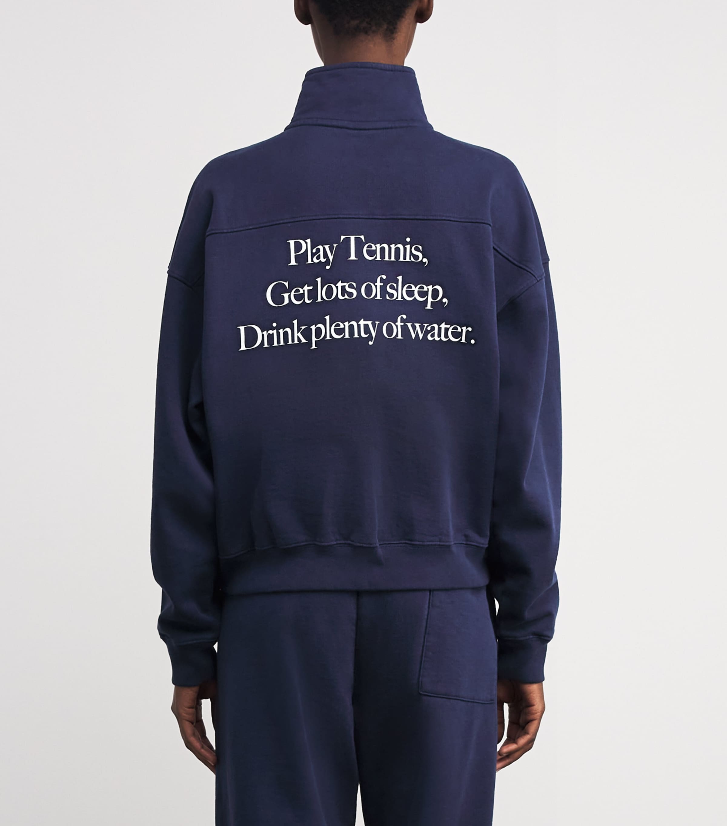 Cotton Logo Quarter-Zip Sweatshirt 3902 DARK NAVY Image 4