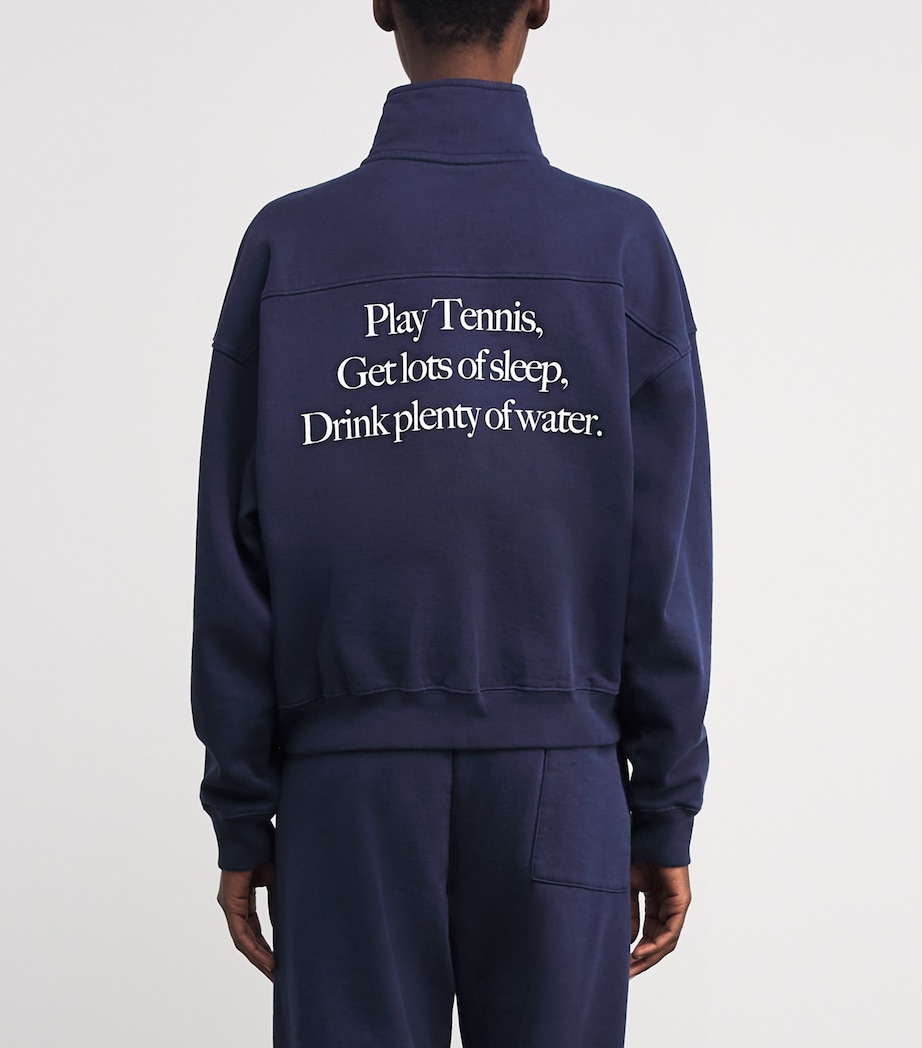 Cotton Logo Quarter-Zip Sweatshirt 3902 DARK NAVY Image 4