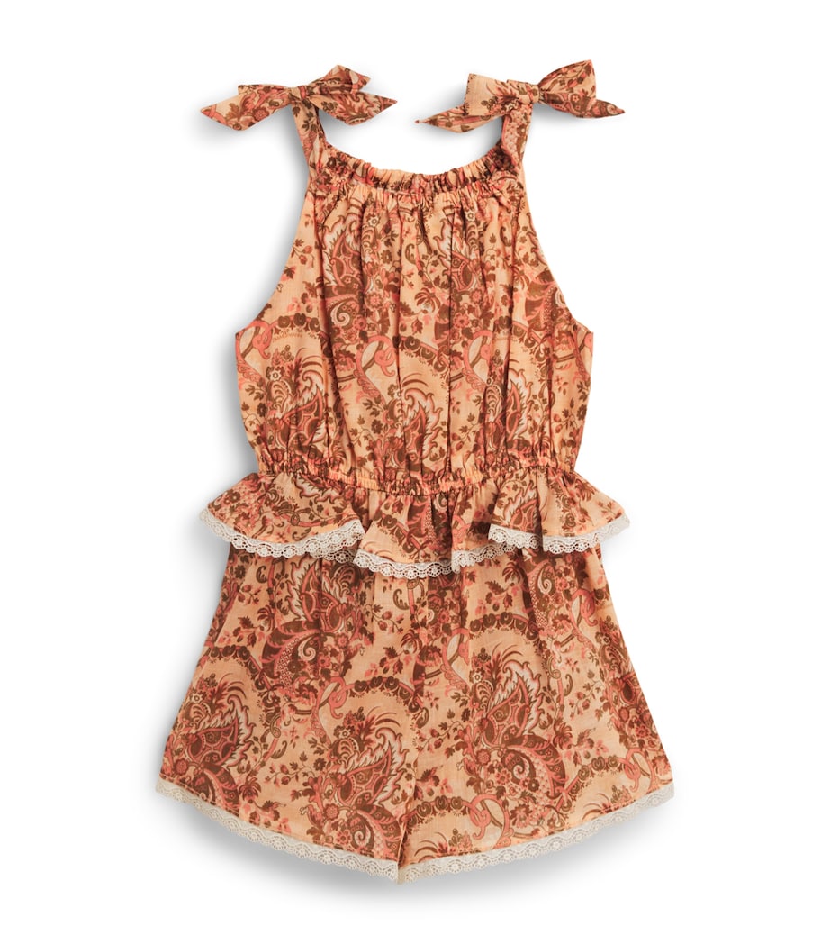 Zimmermann Kids Cotton Printed Aster Playsuit (2-12 Years) Mauve Jacobean Image 1