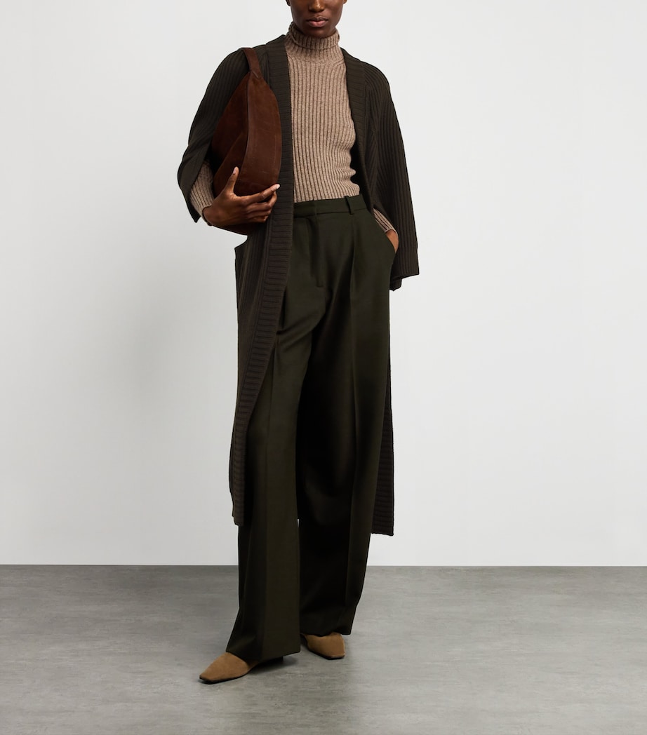 Wool-Cashmere Long Cardigan MOSS GREEN Image 2