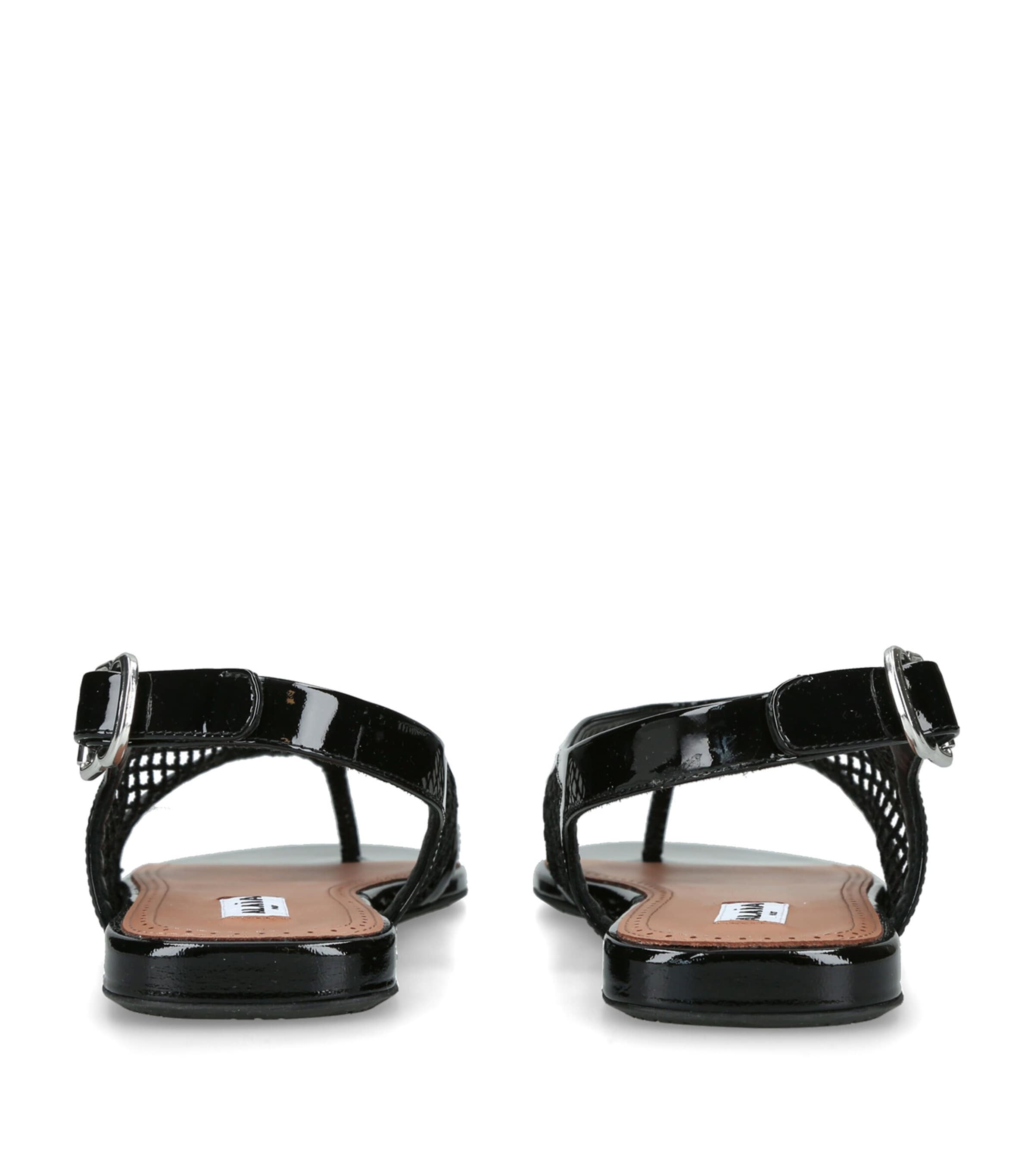 Alaïa Patent Leather Fishnet Sandals Black Image 2