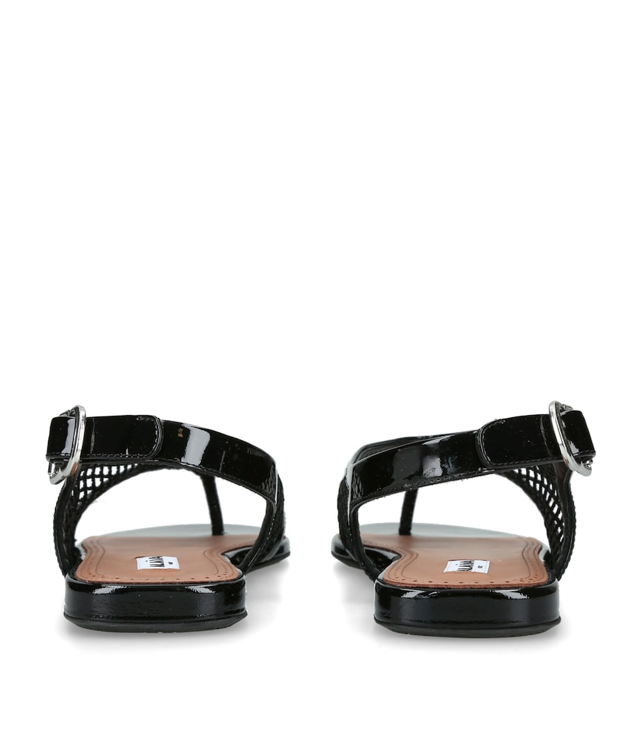 Alaïa Patent Leather Fishnet Sandals Black Image 2