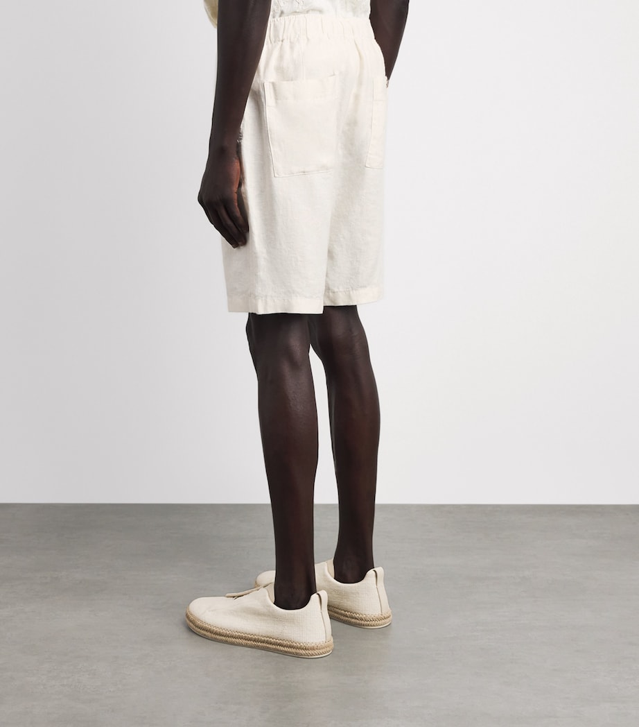 Vince Mens Linen Drawstring Shorts Bone Image 5